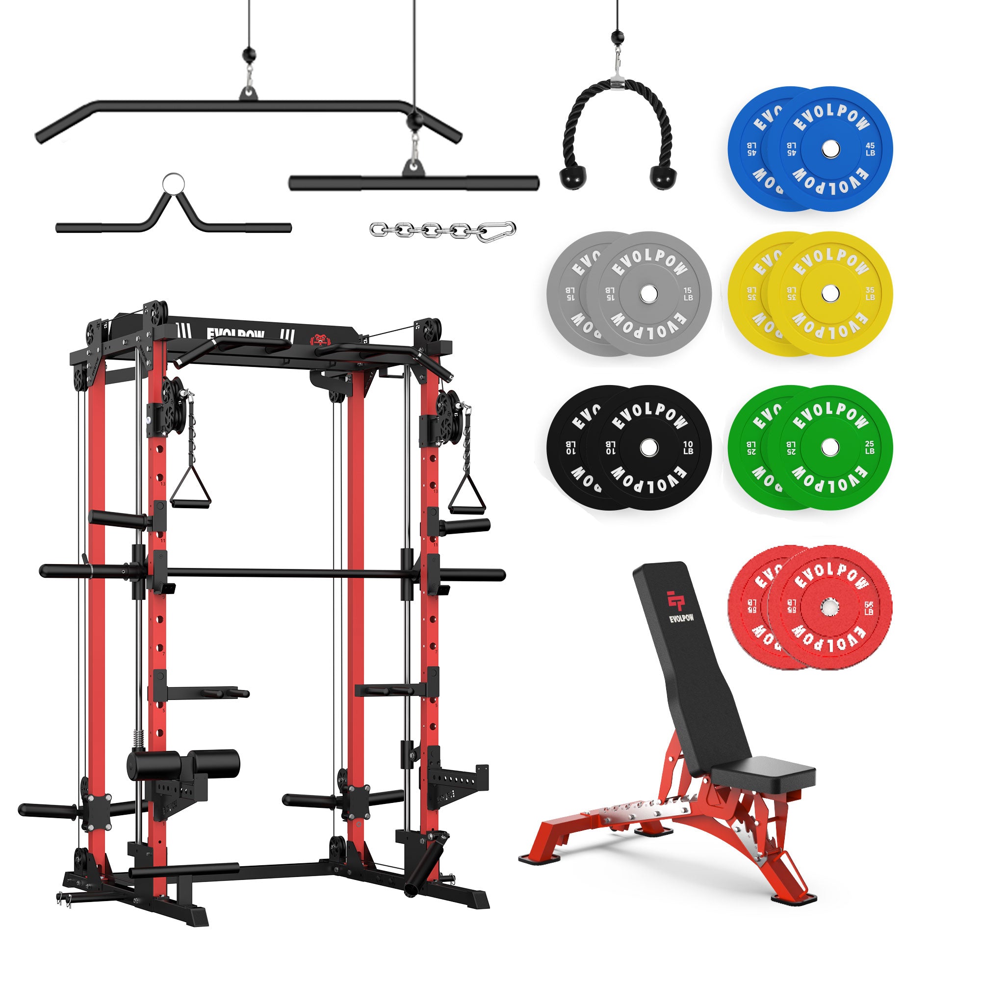 EVOLPOW M2D Brute All-in-One Smith Machine Home Gym Package (Dual Pulley Edition)