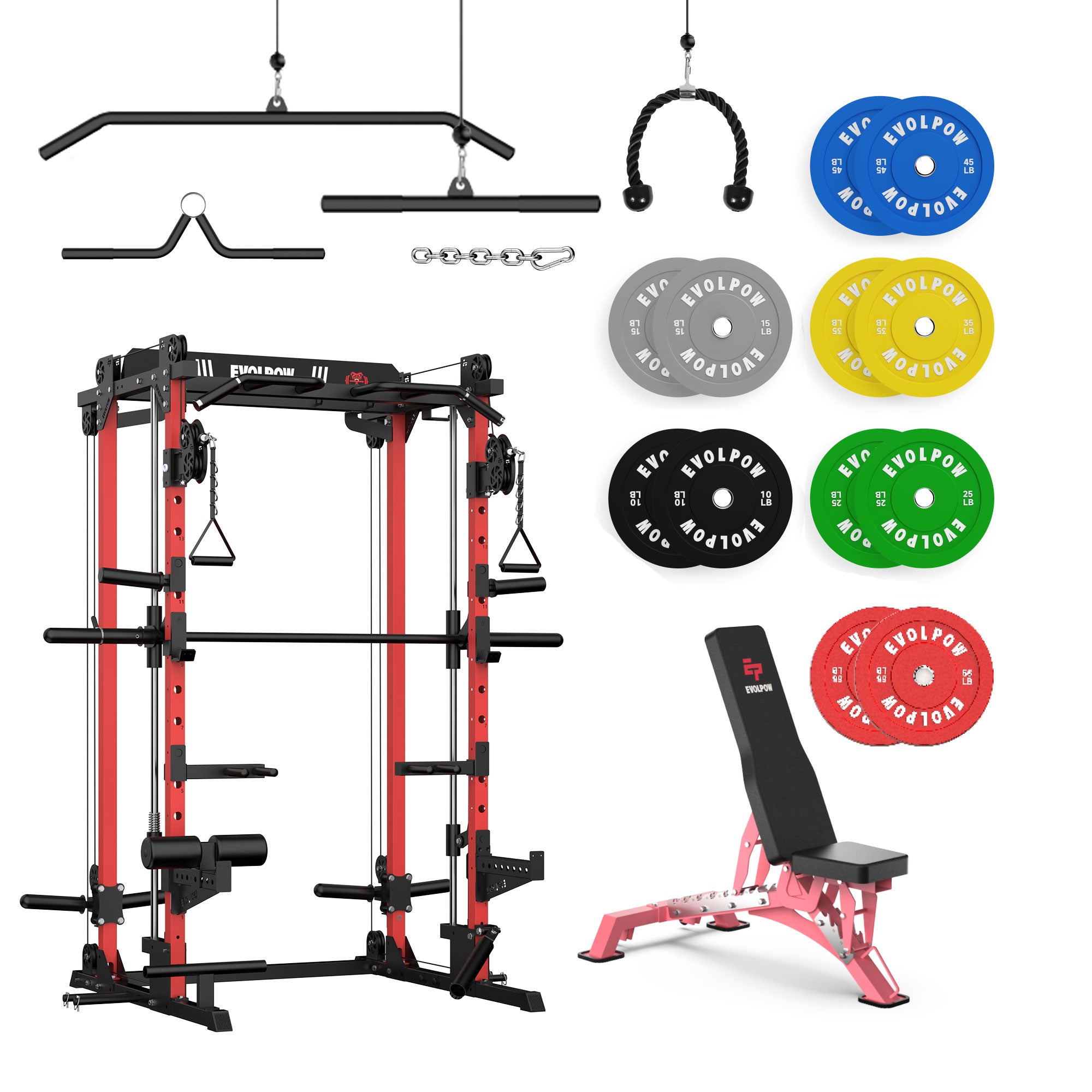 EVOLPOW M2D Brute All-in-One Smith Machine Home Gym Package (Dual Pulley Edition)