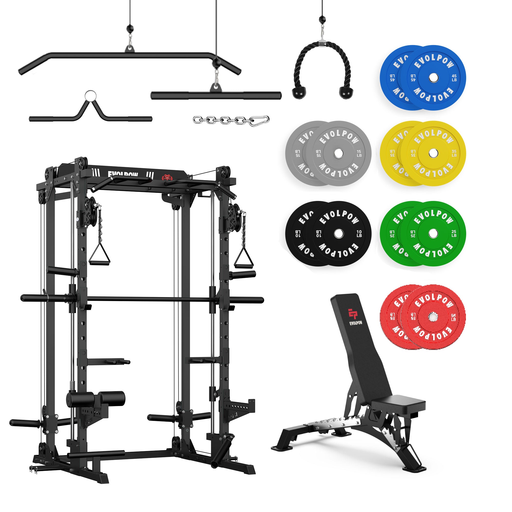 EVOLPOW M2D Brute All-in-One Smith Machine Home Gym Package (Dual Pulley Edition)