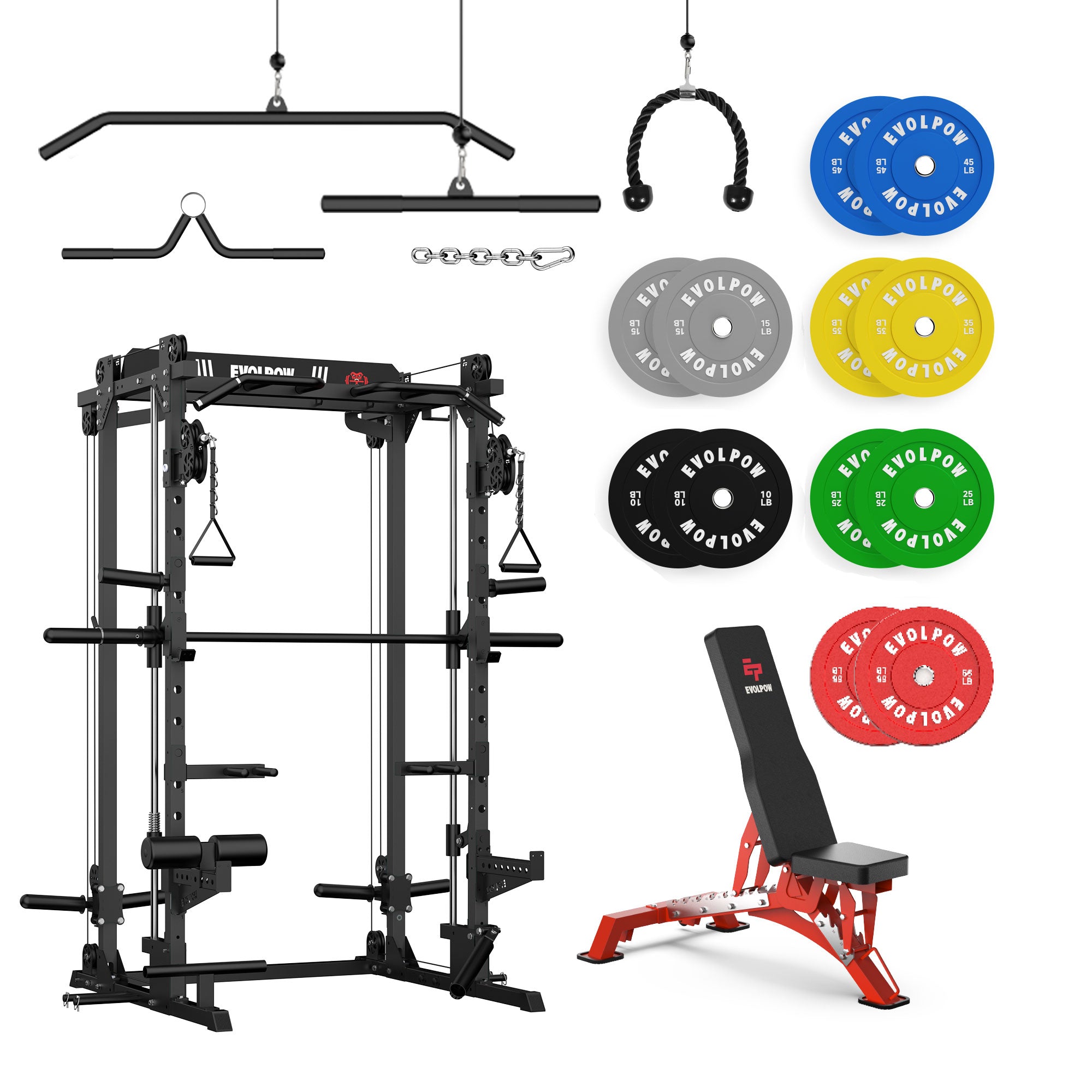 EVOLPOW M2D Brute All-in-One Smith Machine Home Gym Package (Dual Pulley Edition)