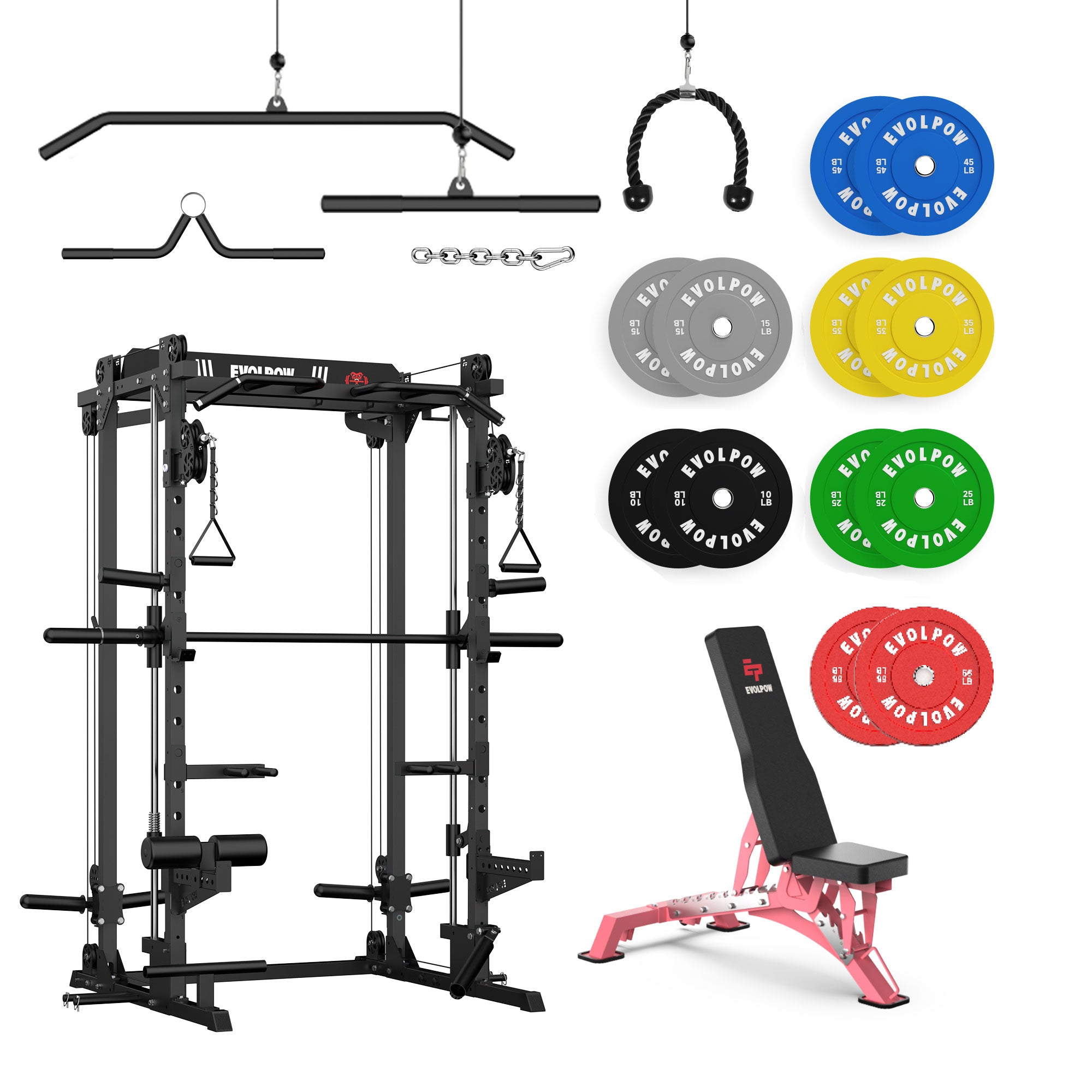 EVOLPOW M2D Brute All-in-One Smith Machine Home Gym Package (Dual Pulley Edition)