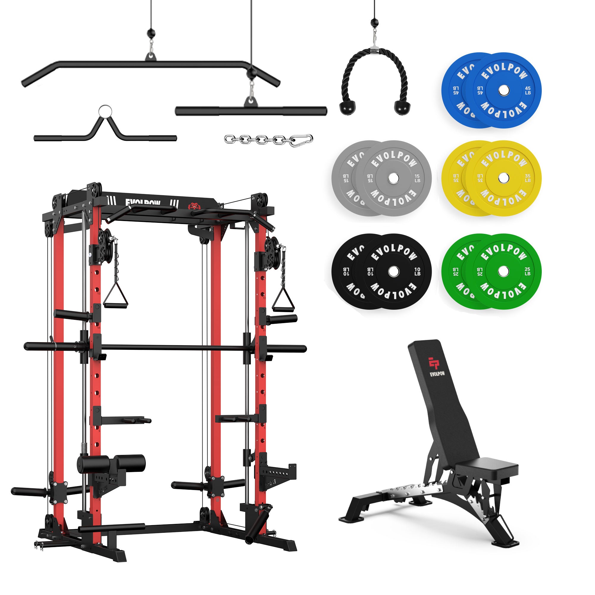 EVOLPOW M2D Brute All-in-One Smith Machine Home Gym Package (Dual Pulley Edition)