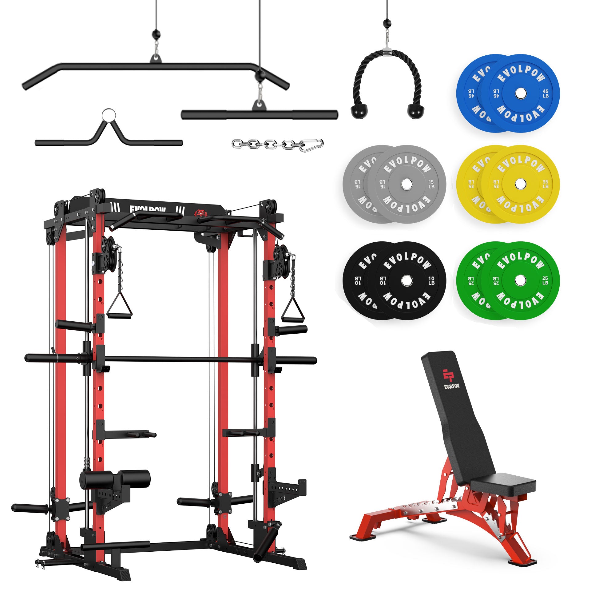 EVOLPOW M2D Brute All-in-One Smith Machine Home Gym Package (Dual Pulley Edition)