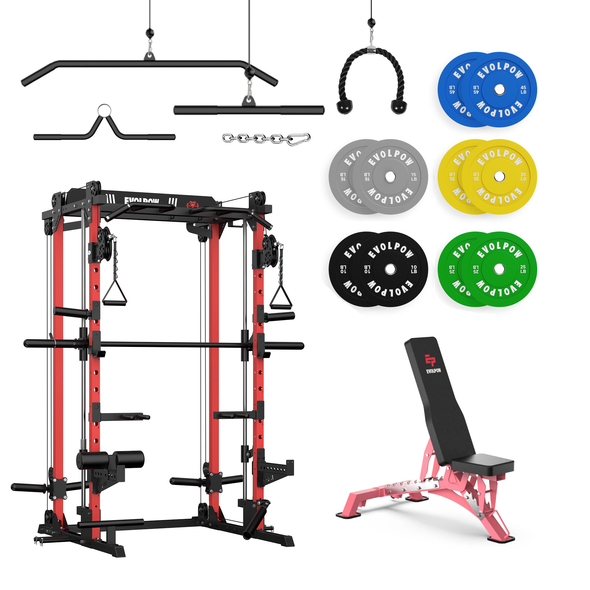 EVOLPOW M2D Brute All-in-One Smith Machine Home Gym Package (Dual Pulley Edition)