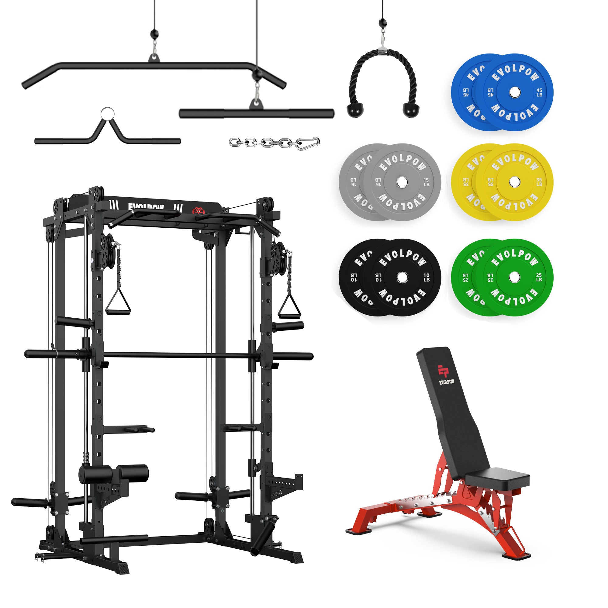 EVOLPOW M2D Brute All-in-One Smith Machine Home Gym Package (Dual Pulley Edition)