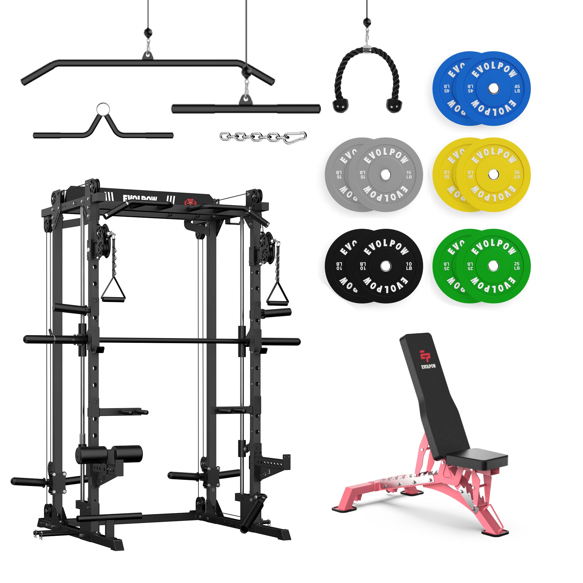 EVOLPOW M2D Brute All-in-One Smith Machine Home Gym Package (Dual Pulley Edition)