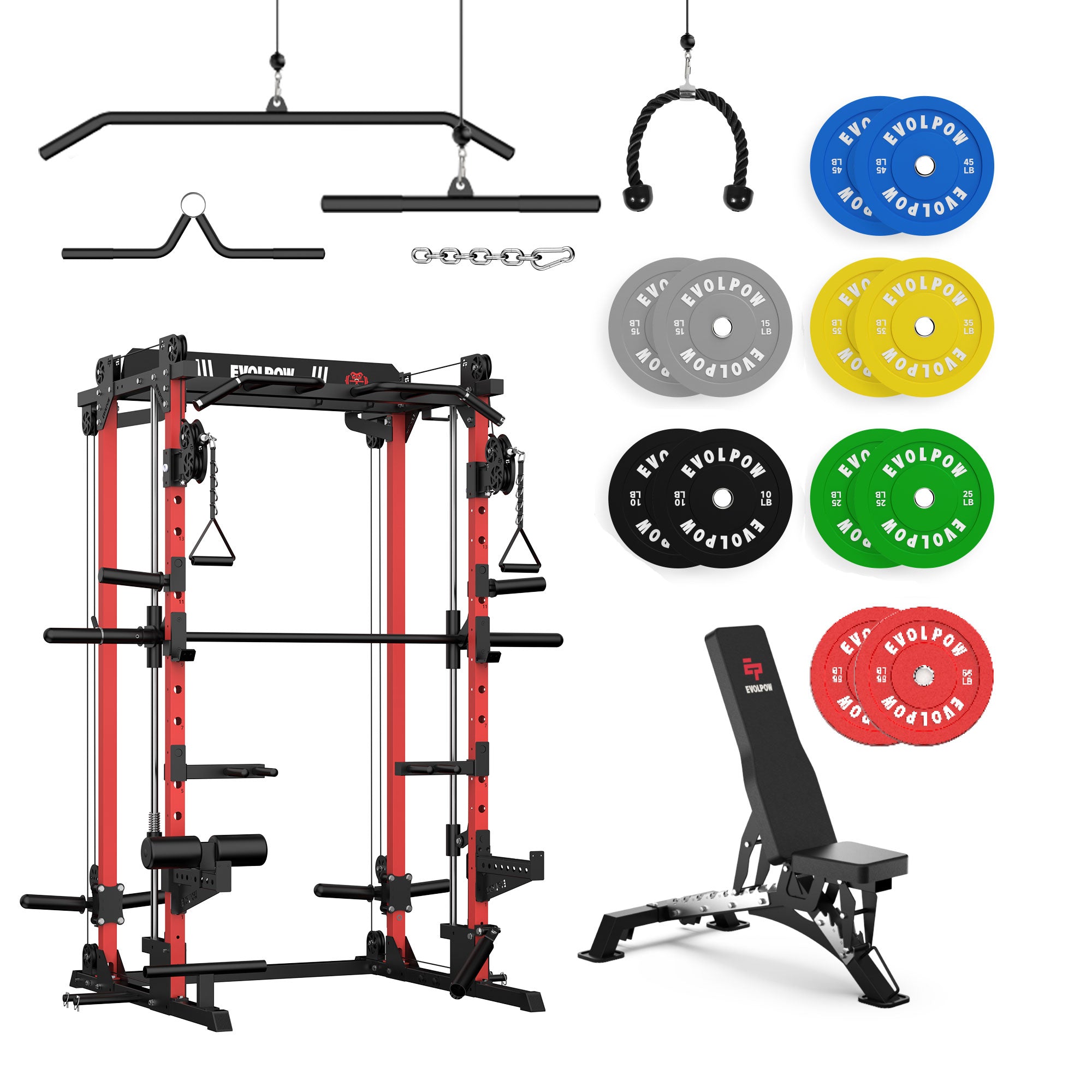 EVOLPOW M2D Brute All-in-One Smith Machine Home Gym Package (Dual Pulley Edition)