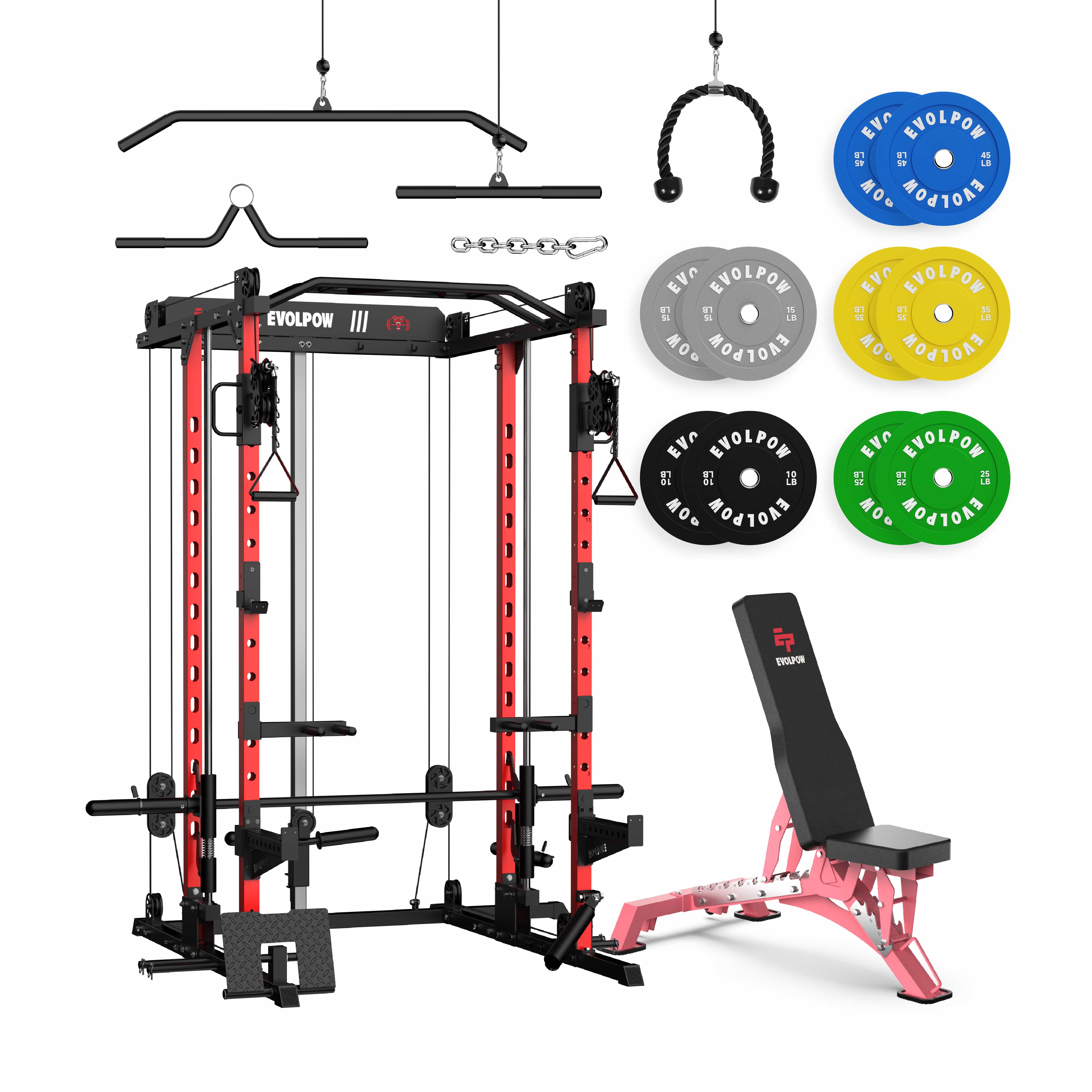 EVOLPOW M2D Brute All-in-One Smith Machine Home Gym Package
