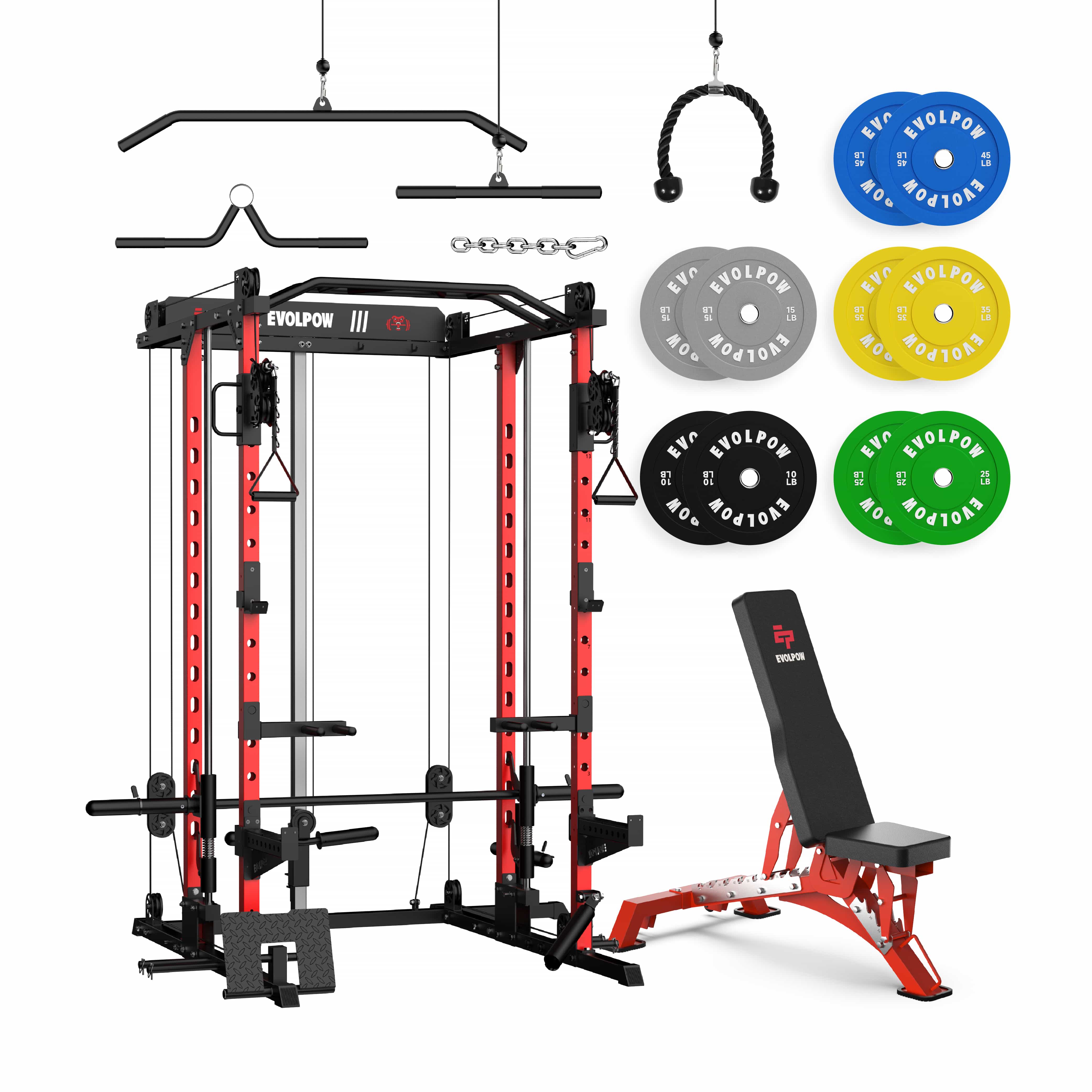 EVOLPOW M2D Brute All-in-One Smith Machine Home Gym Package