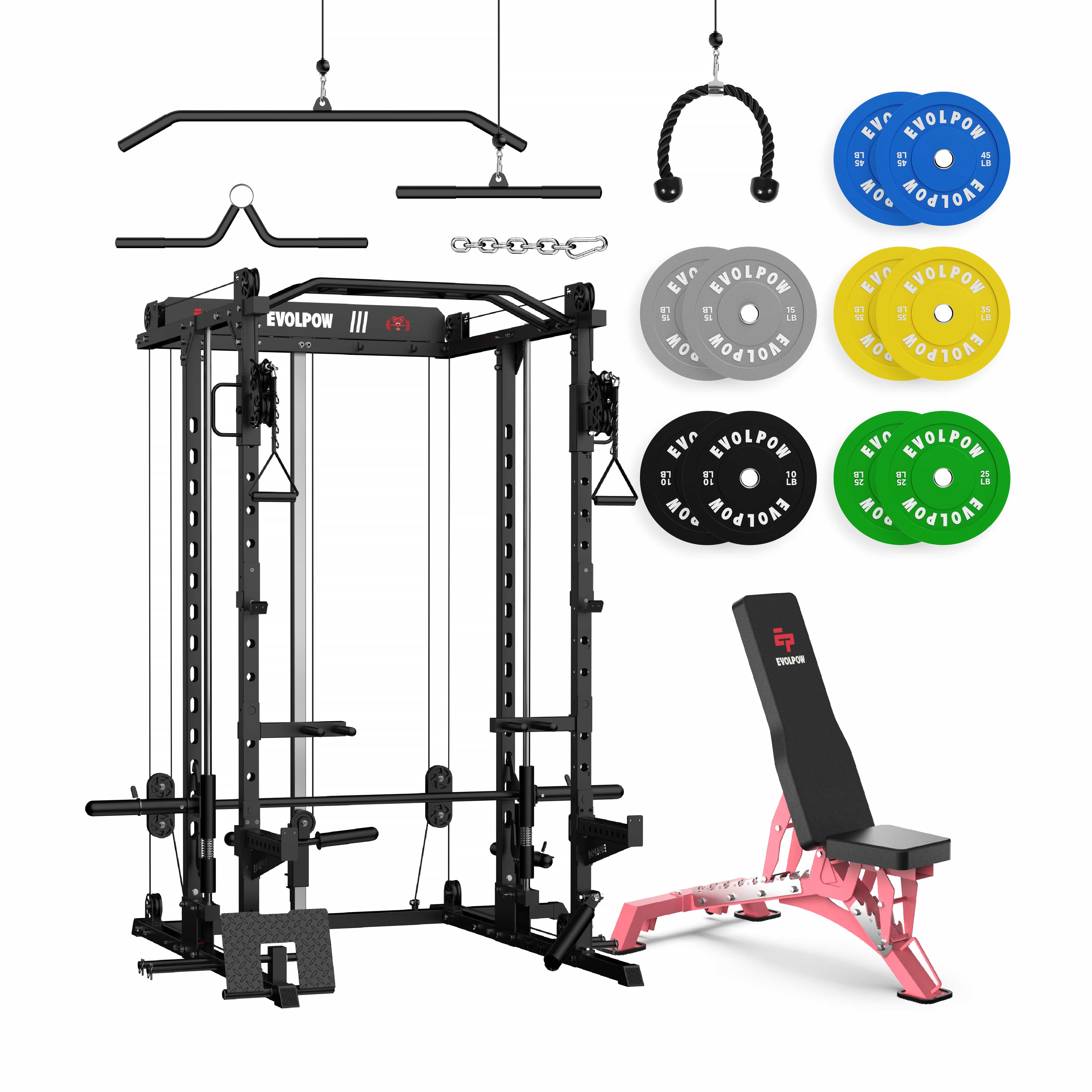 EVOLPOW M2D Brute All-in-One Smith Machine Home Gym Package