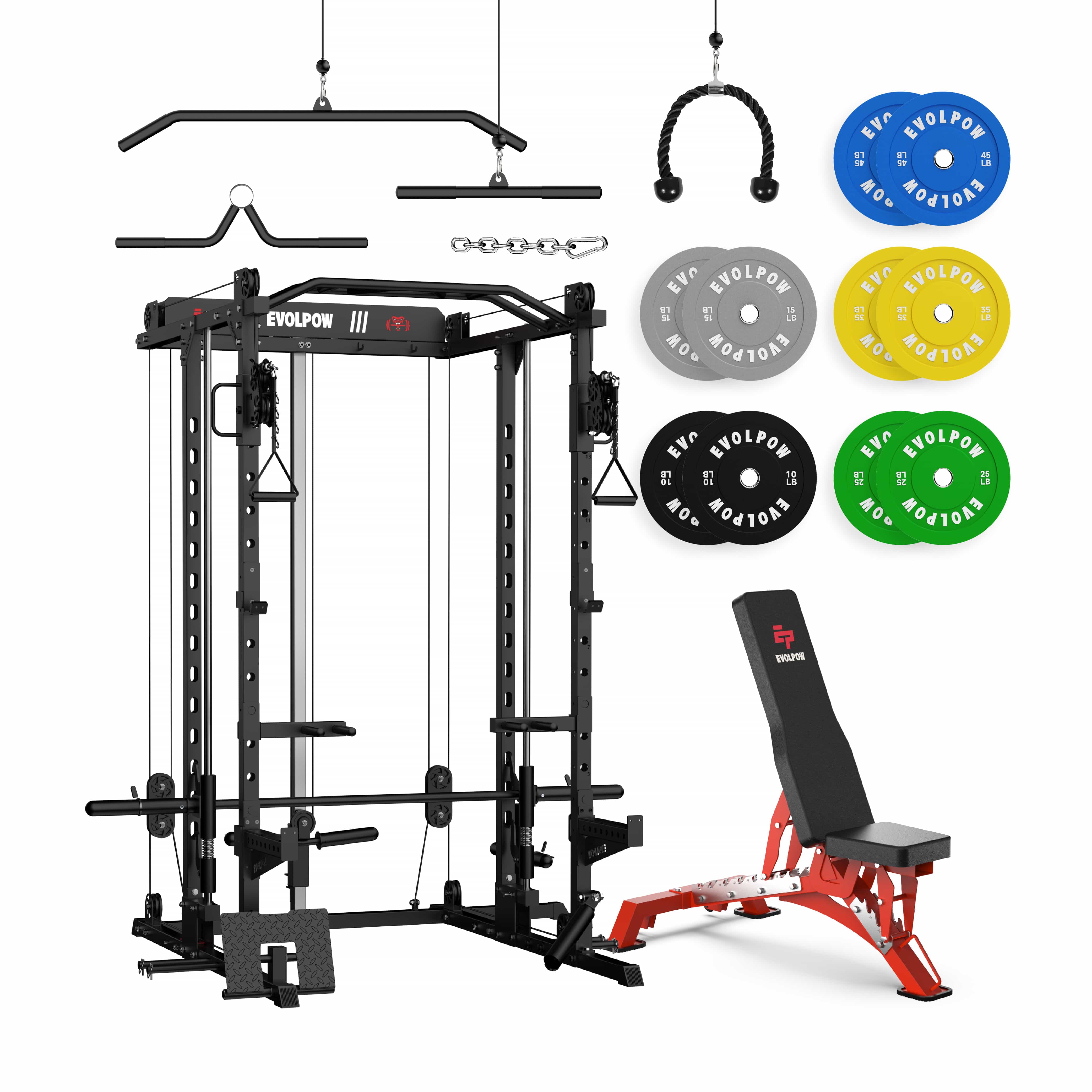 EVOLPOW M2D Brute All-in-One Smith Machine Home Gym Package