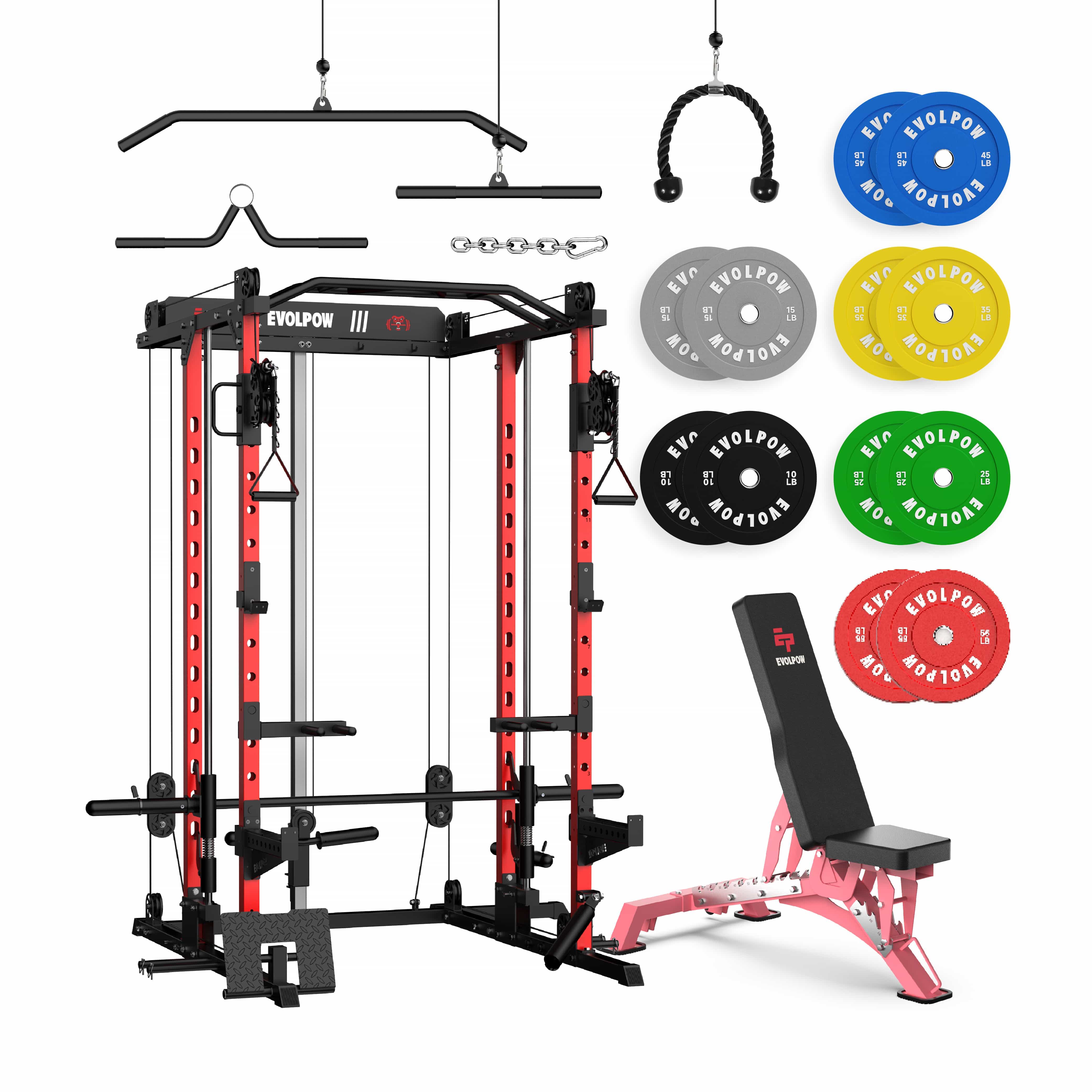 EVOLPOW M2D Brute All-in-One Smith Machine Home Gym Package