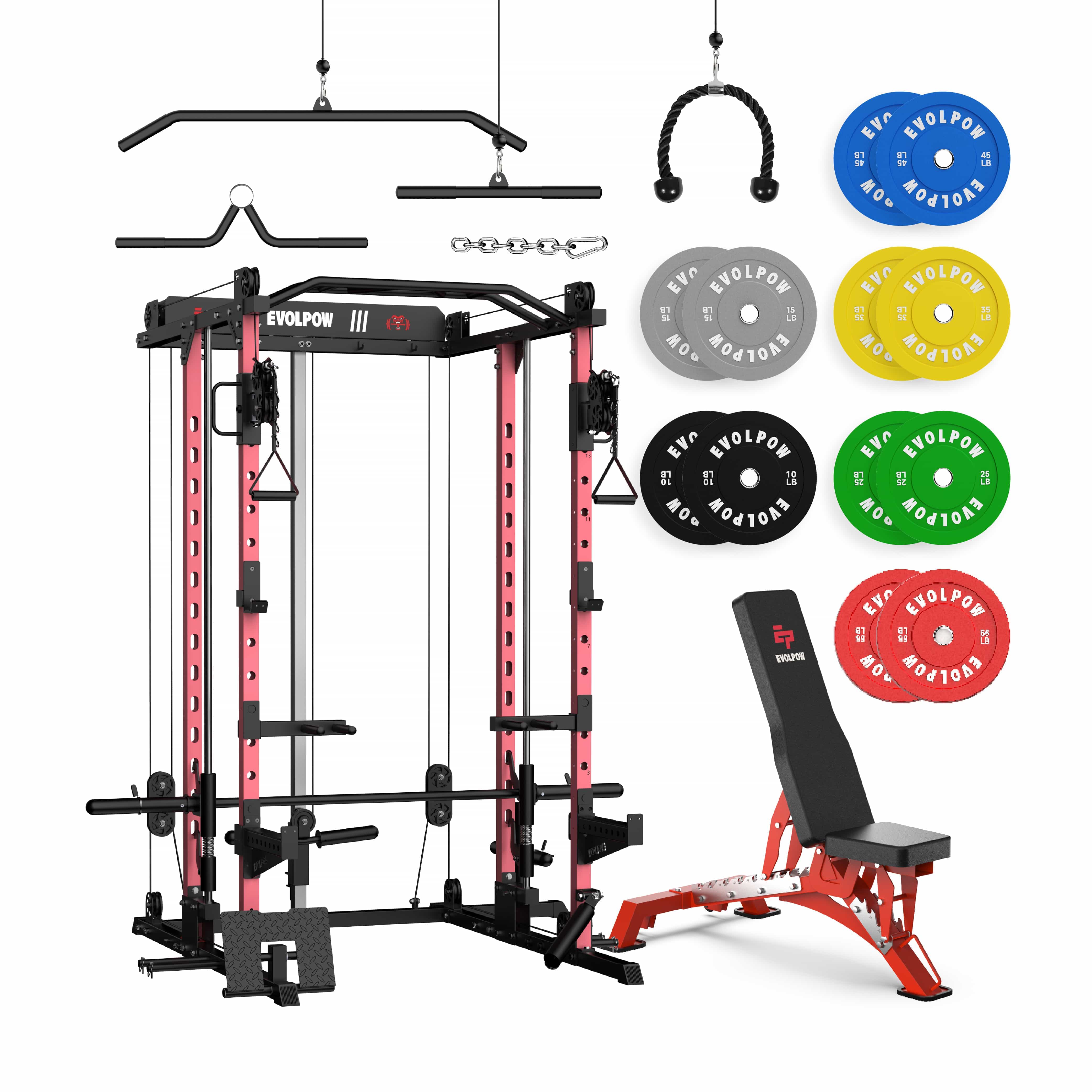 EVOLPOW M2D Brute All-in-One Smith Machine Home Gym Package