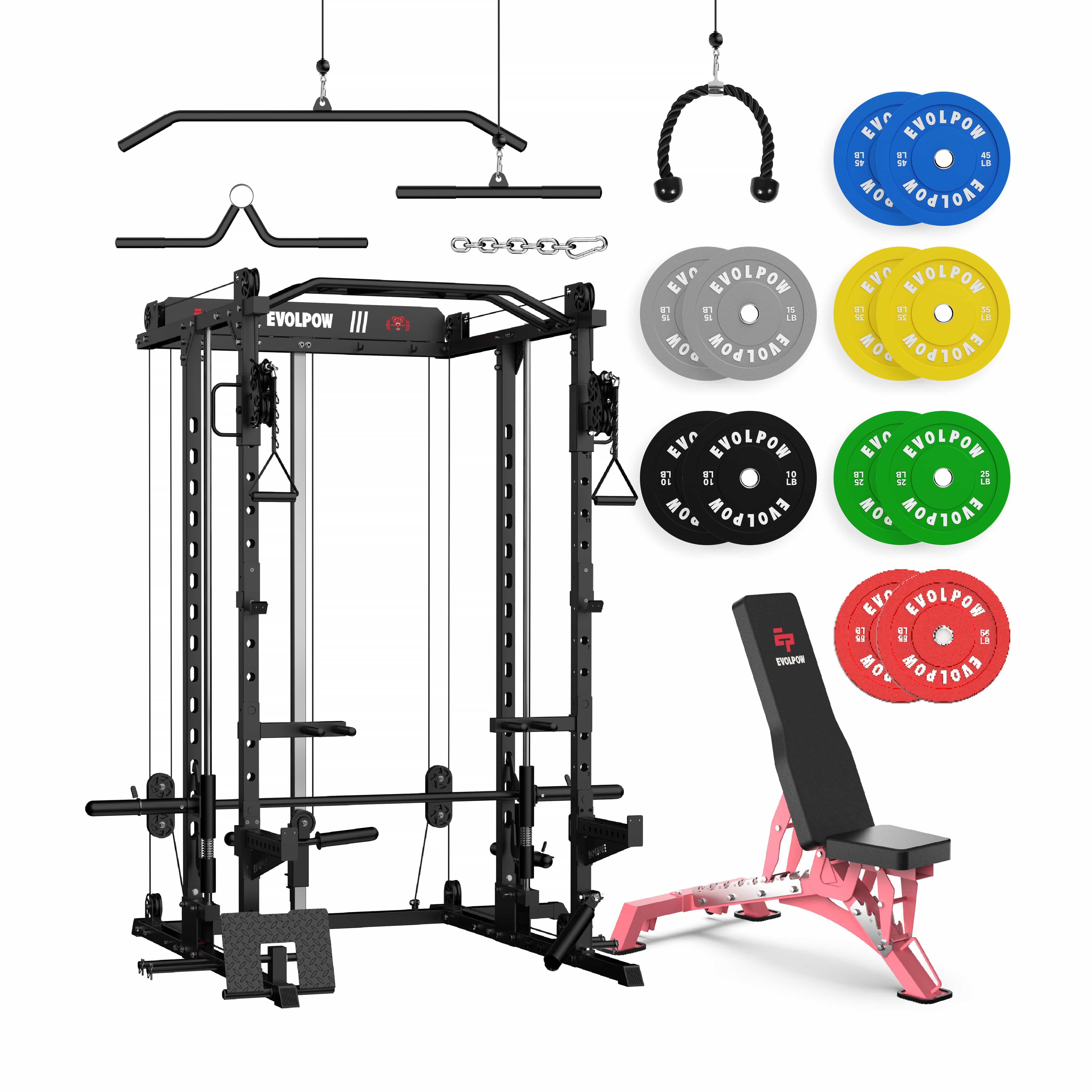 EVOLPOW M2D Brute All-in-One Smith Machine Home Gym Package