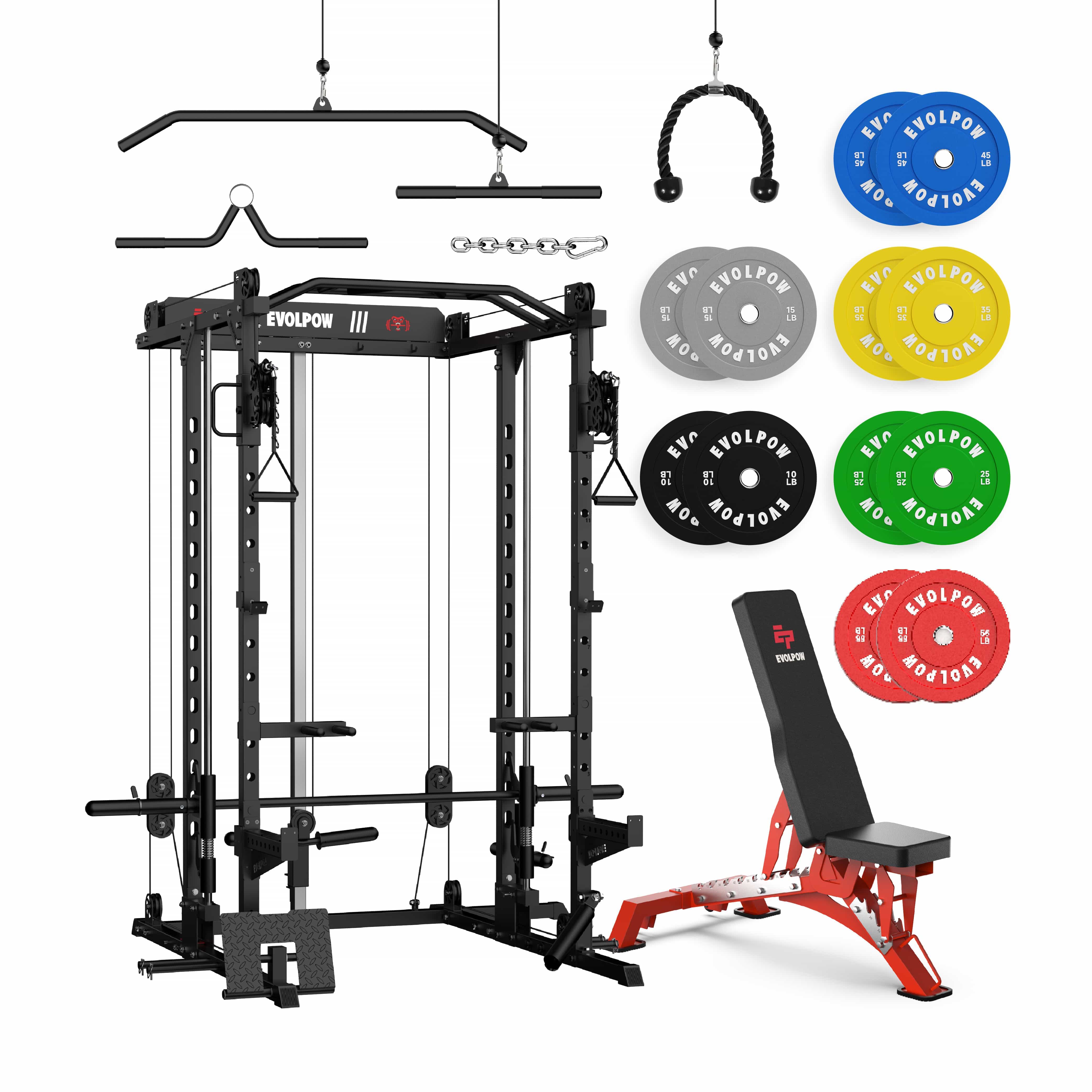 EVOLPOW M2D Brute All-in-One Smith Machine Home Gym Package