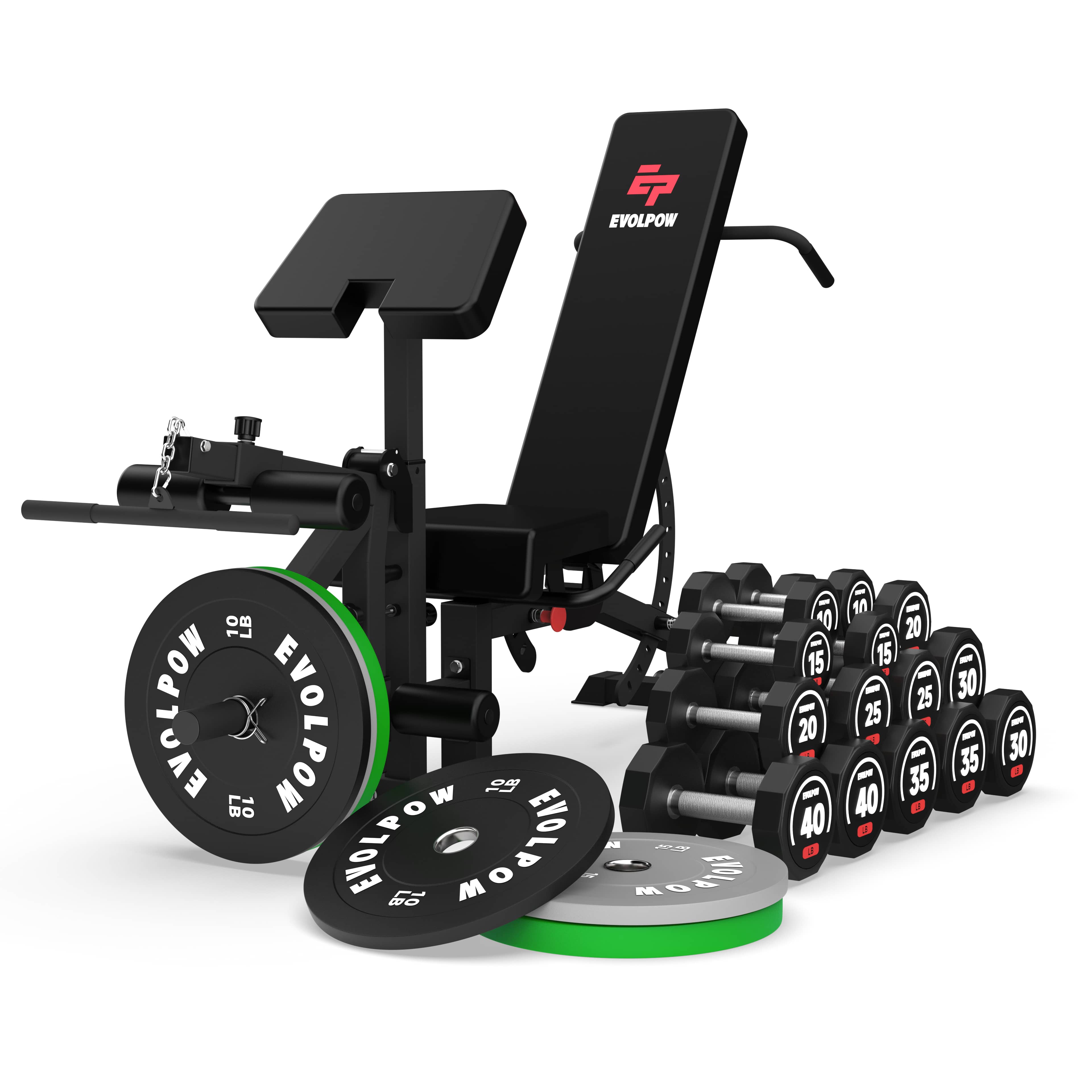EVOLPOW BEC Multi-functional Adjustable Weight Bench with Preacher Curl and Leg Extension