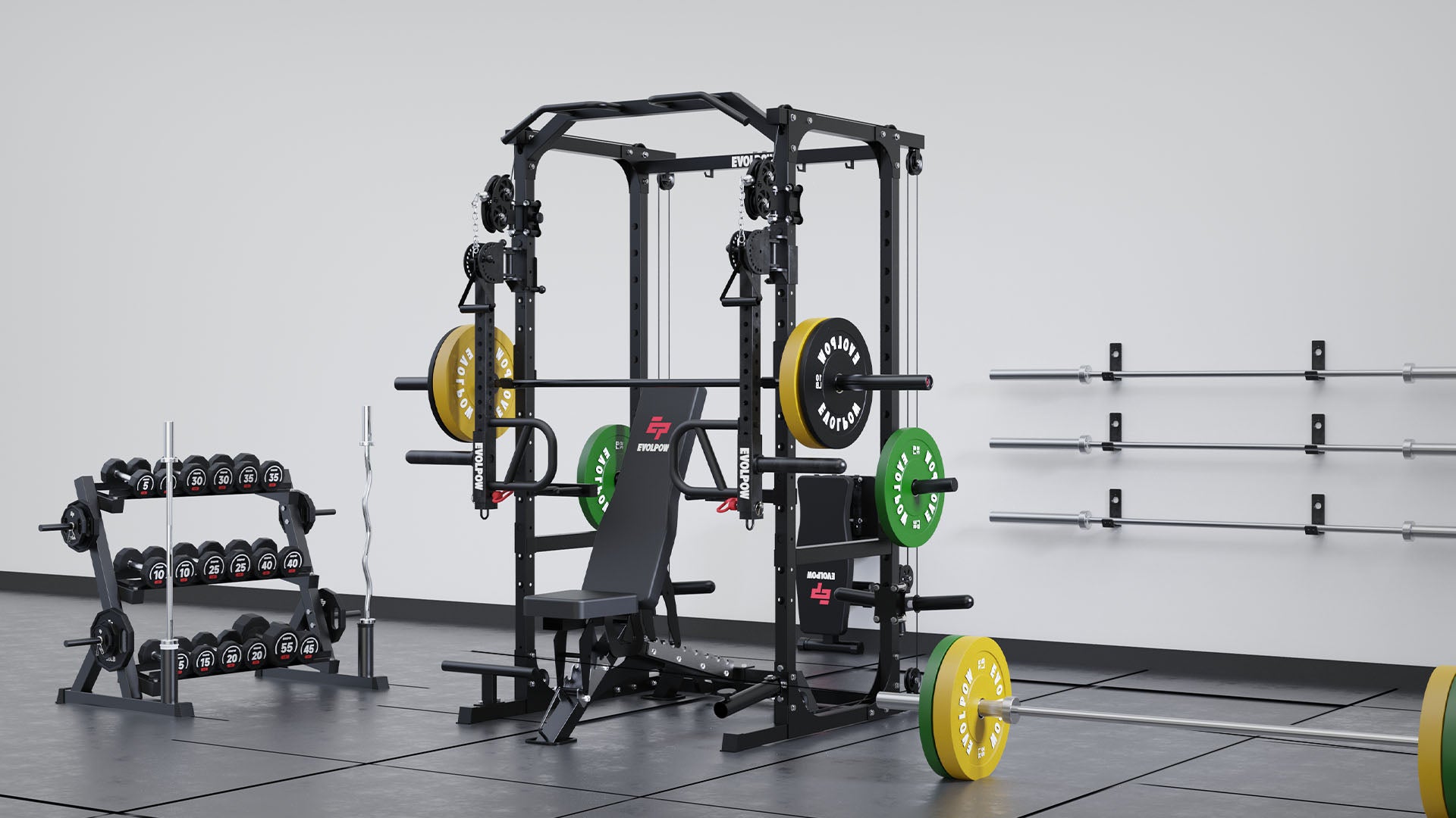 EVOLPOW P2A Brute All-in-One Power Rack Home Gym (Dual Pulley Edition ...