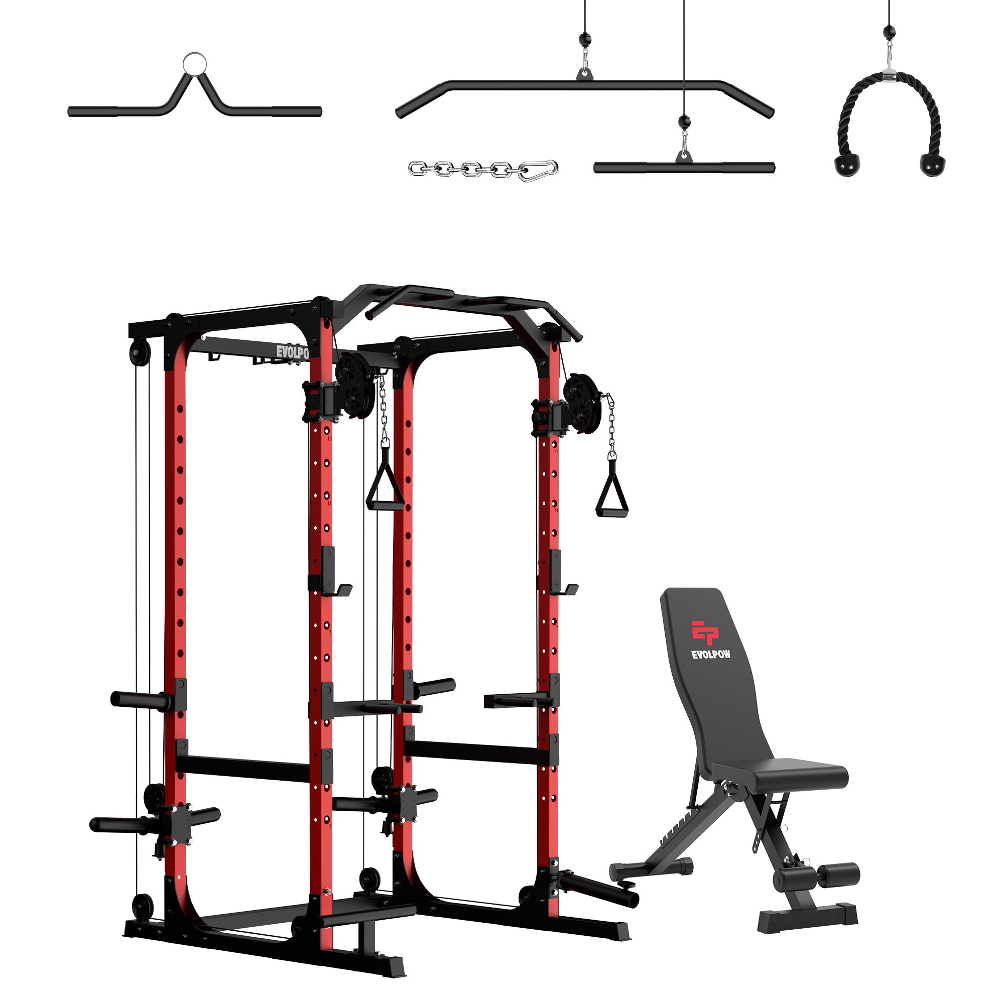 EVOLPOW P2A Brute All-in-One Power Rack Home Gym (Dual Pulley Edition) - For Beginner