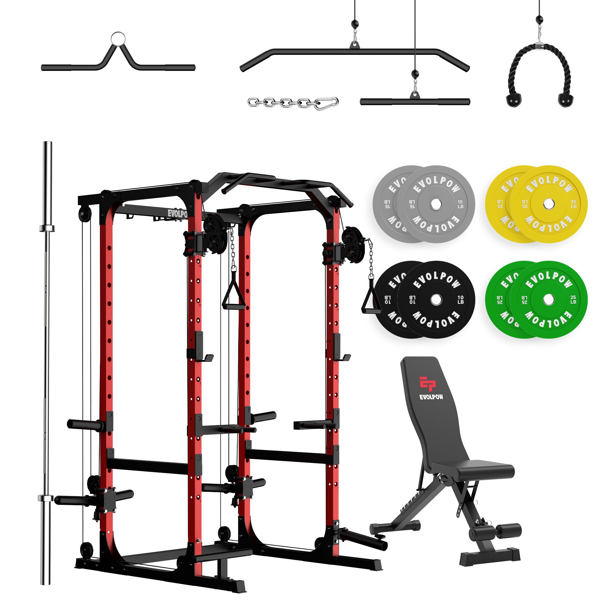 EVOLPOW P2A Brute All-in-One Power Rack Home Gym (Dual Pulley Edition) - For Beginner