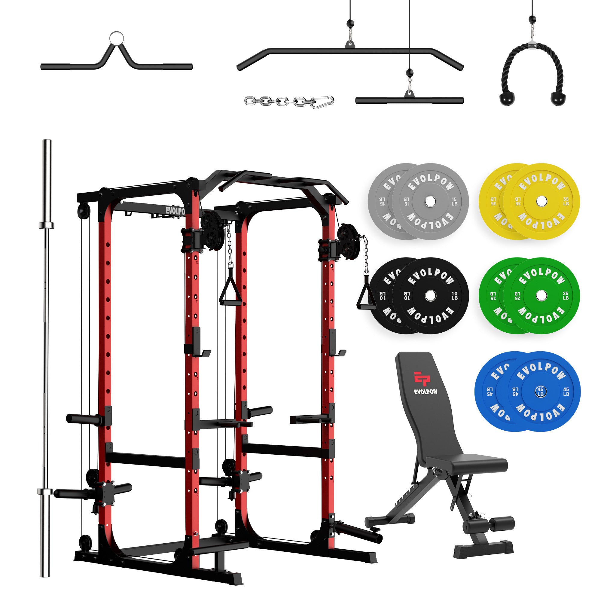 EVOLPOW P2A Brute All-in-One Power Rack Home Gym (Dual Pulley Edition) - For Beginner