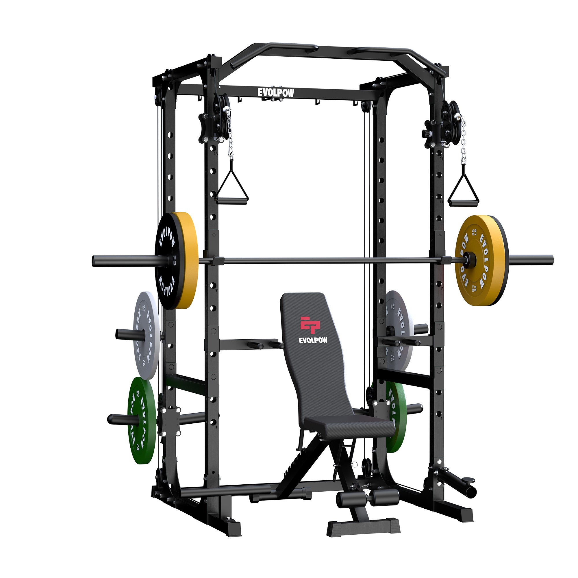 EVOLPOW P2A Brute All-in-One Power Rack Home Gym Package (Dual Pulley Edition)