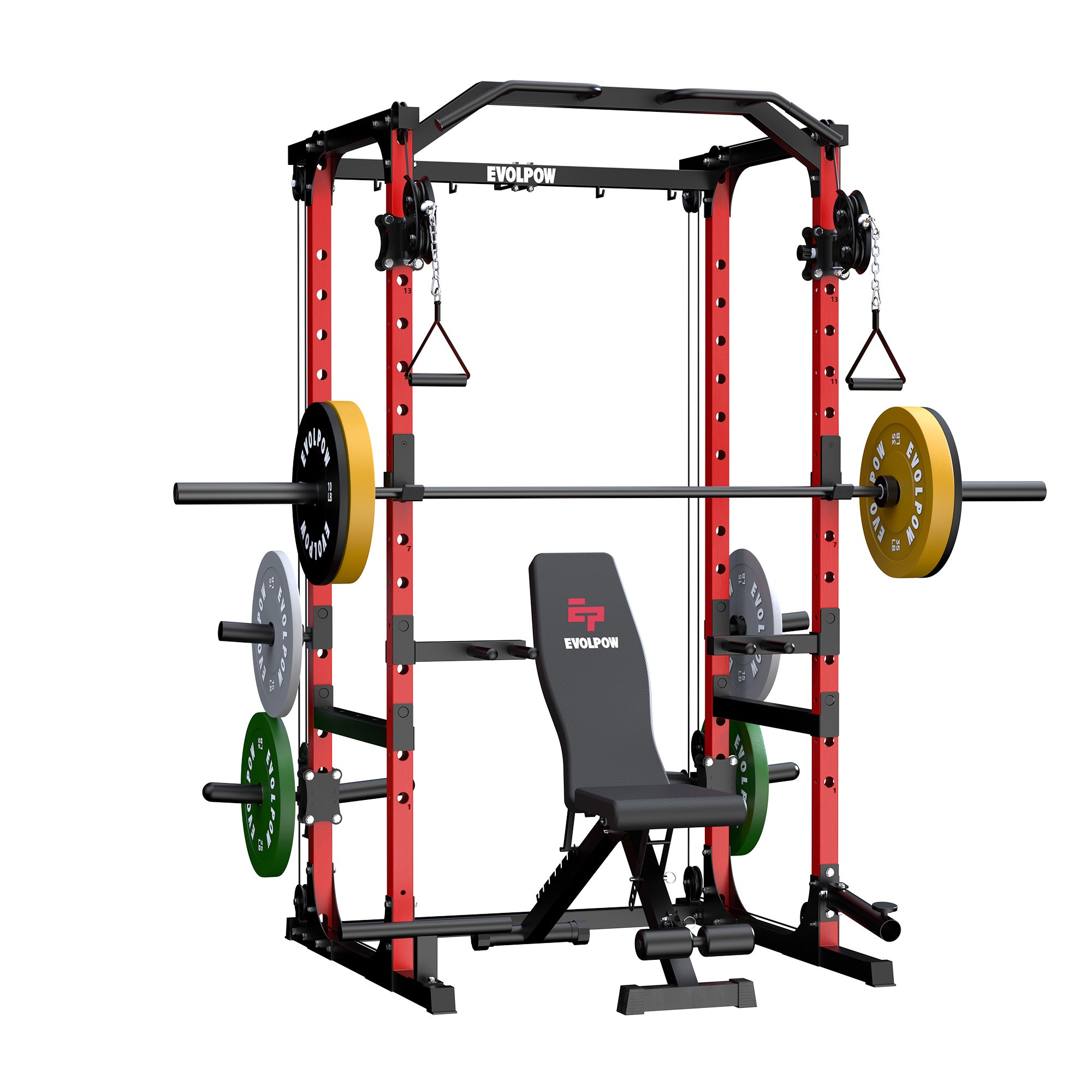 EVOLPOW P2A Brute All-in-One Power Rack Home Gym Package (Dual Pulley Edition)