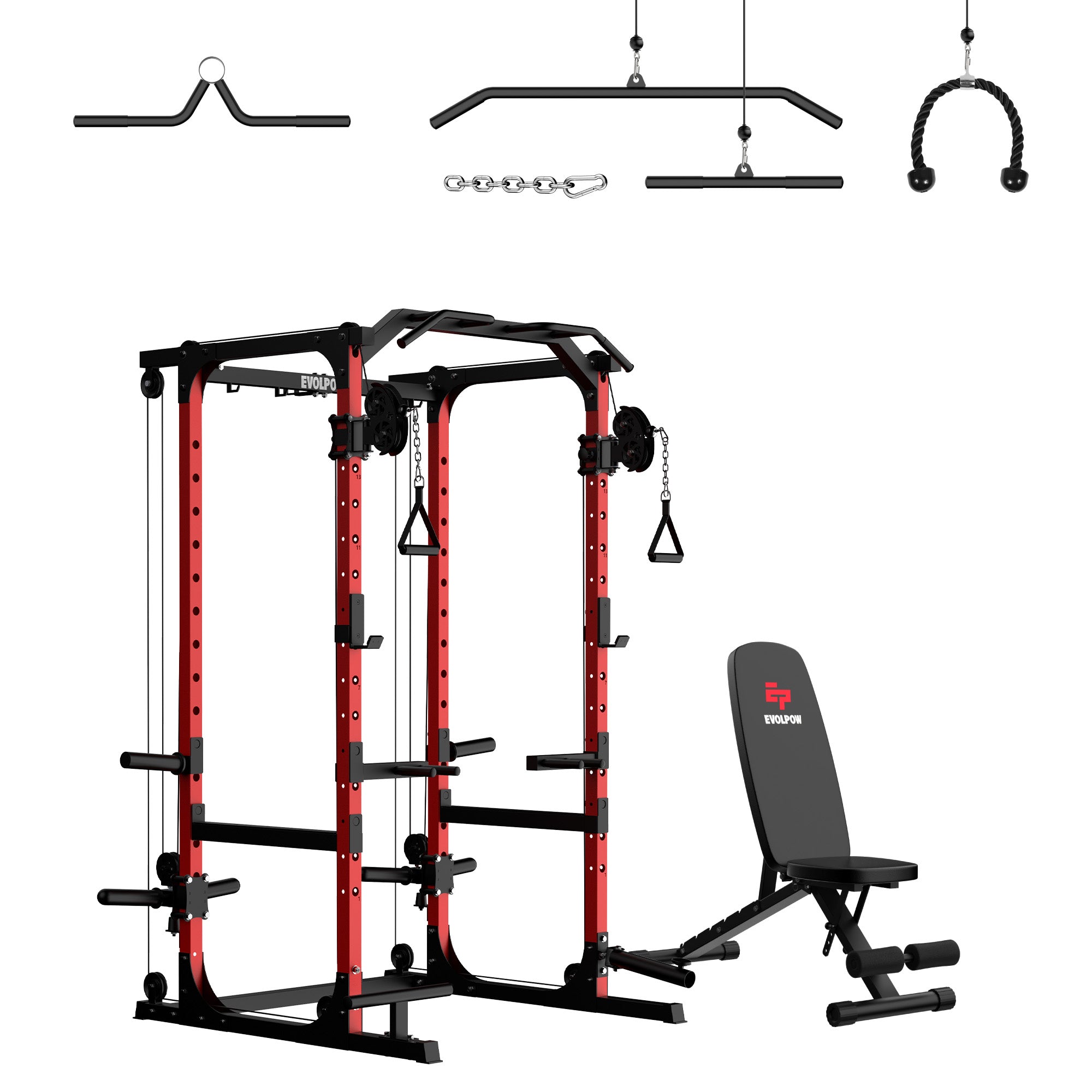 EVOLPOW P2A Brute All-in-One Power Rack Home Gym (Dual Pulley Edition) - For Beginner
