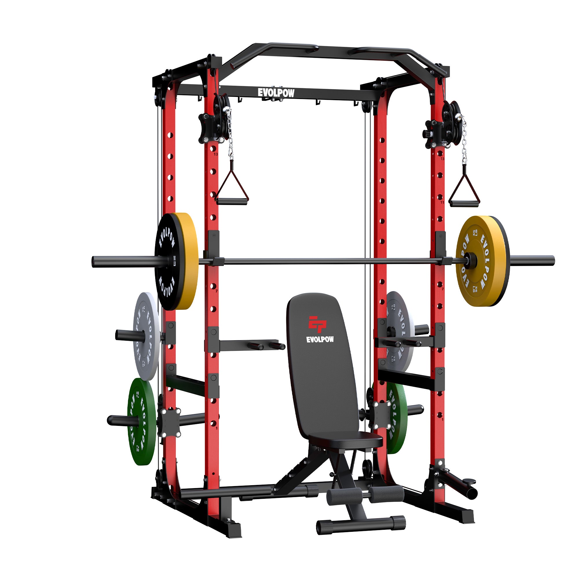 EVOLPOW P2A Brute All-in-One Power Rack Home Gym Package (Dual Pulley ...