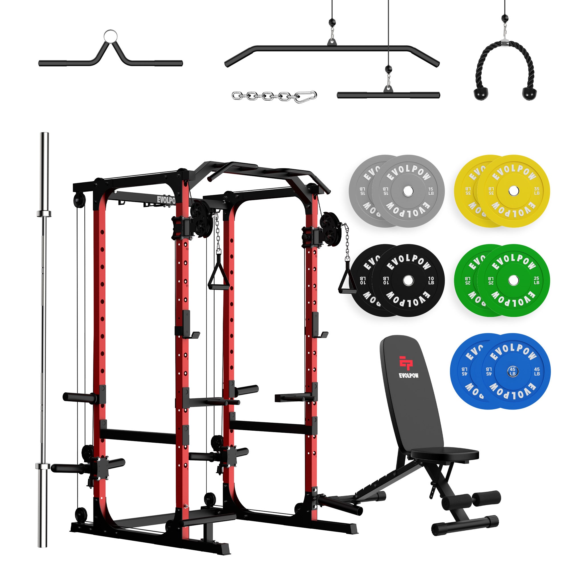 EVOLPOW P2A Brute All-in-One Power Rack Home Gym (Dual Pulley Edition) - For Beginner