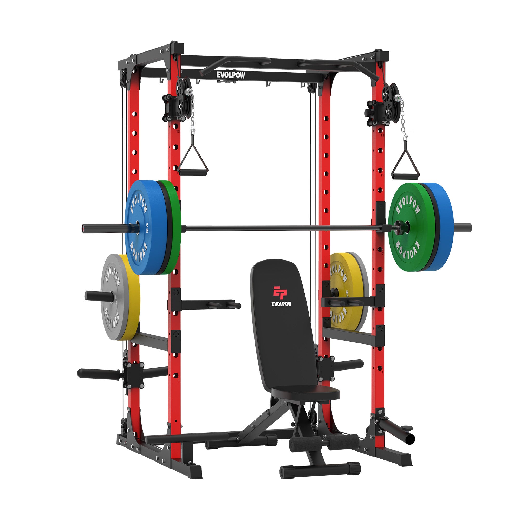 EVOLPOW P2A Brute All-in-One Power Rack Home Gym Package (Dual Pulley Edition)