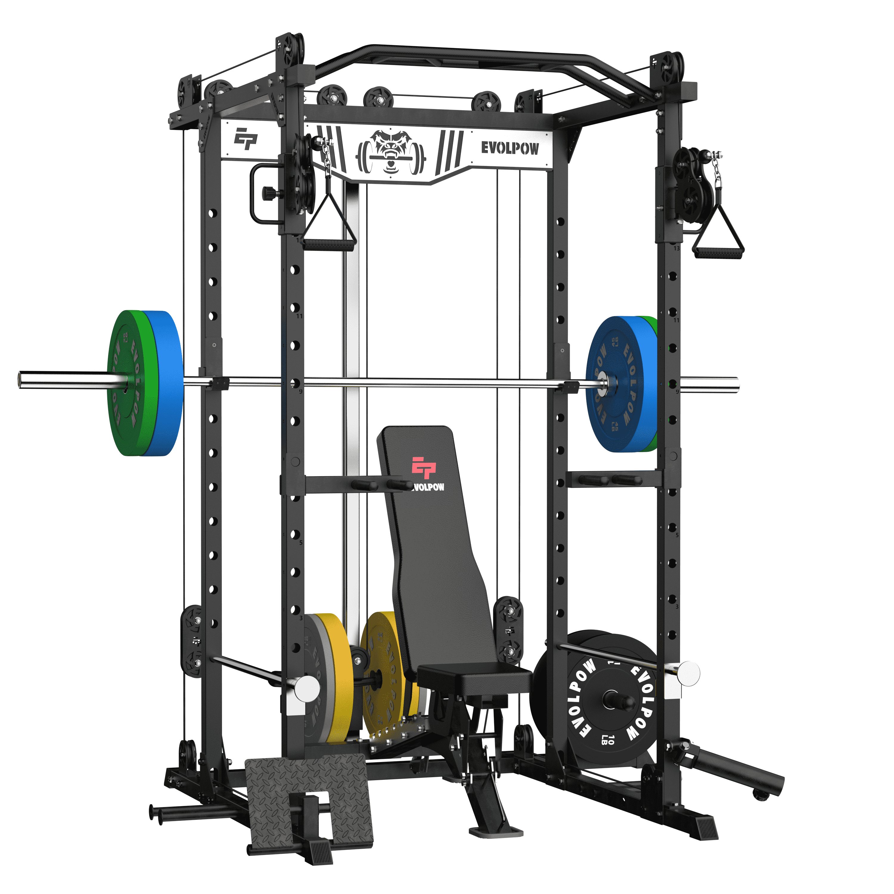 EVOLPOW P2D Brute All-in-One Power Rack Home Gym Package