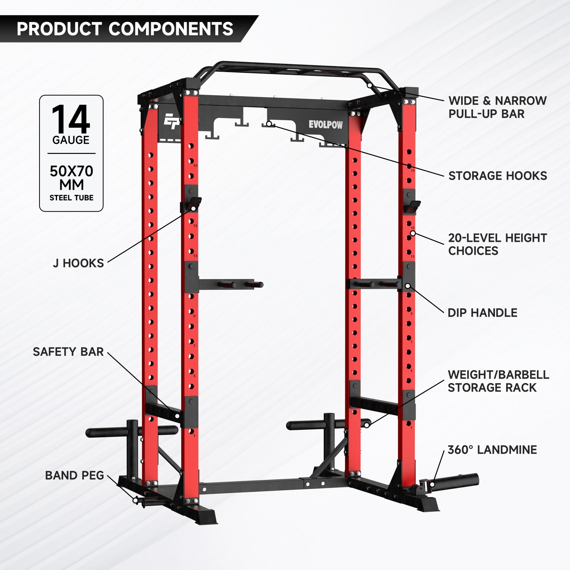 EVOLPOW P3B Tank All-in-One Power Rack Home Gym Package
