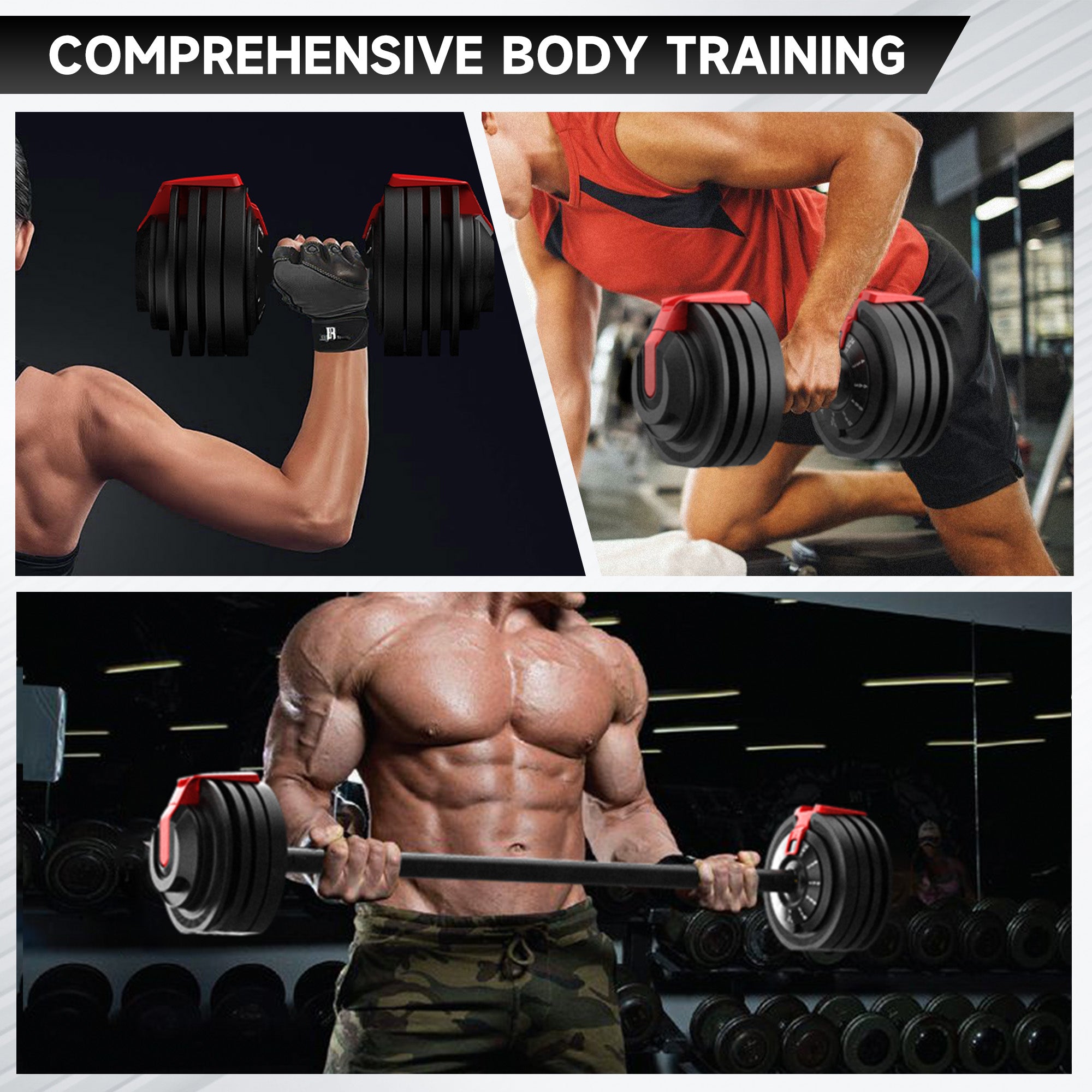 EVOLPOW 3-In-1 Multifunctional Adjustable Dumbbell Set