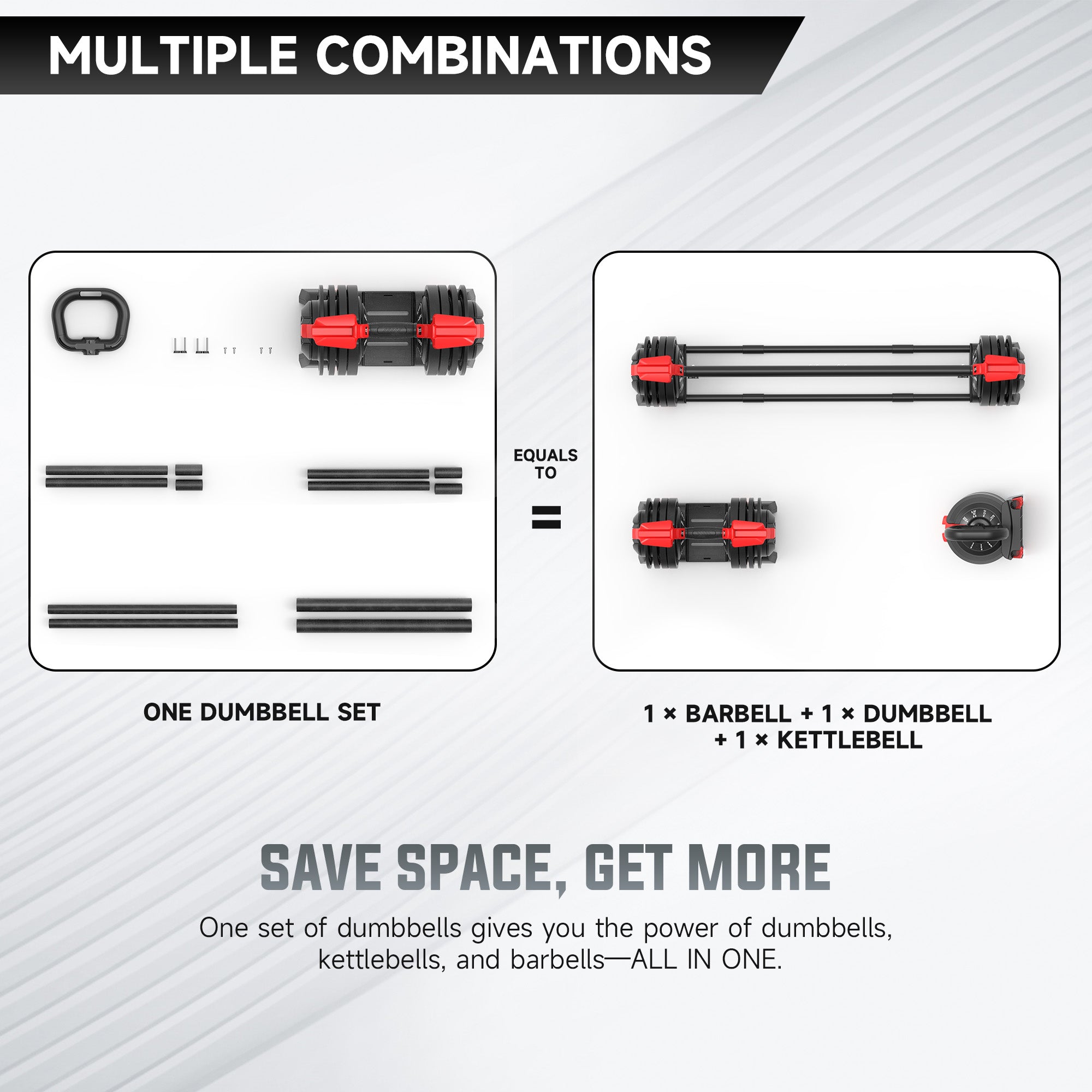 EVOLPOW 3-In-1 Multifunctional Adjustable Dumbbell Set