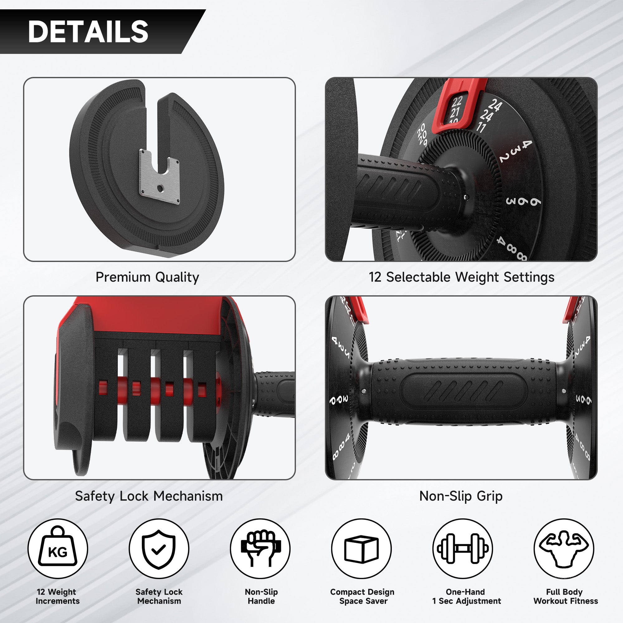 EVOLPOW 3-In-1 Multifunctional Adjustable Dumbbell Set