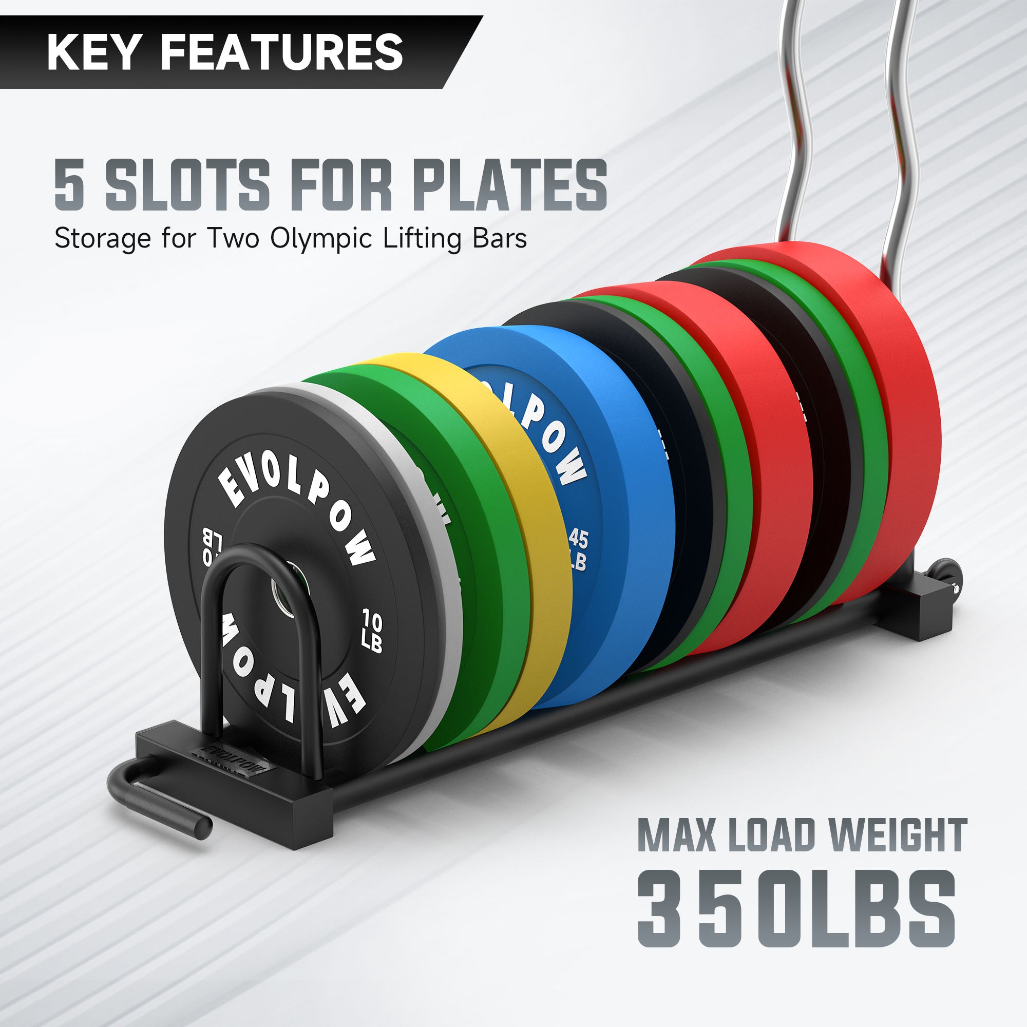 Evolpow Horizontal Plate and Olympic Bar Rack with Wheels