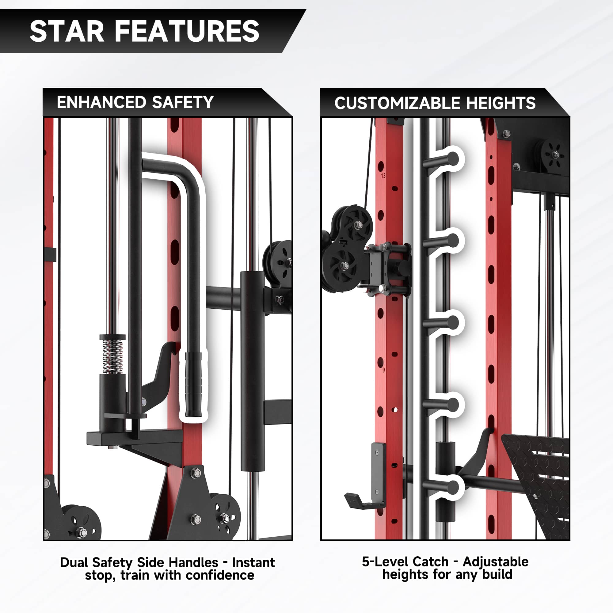 EVOLPOW Leg Press and Safety Handles Attachment for Smith Machine