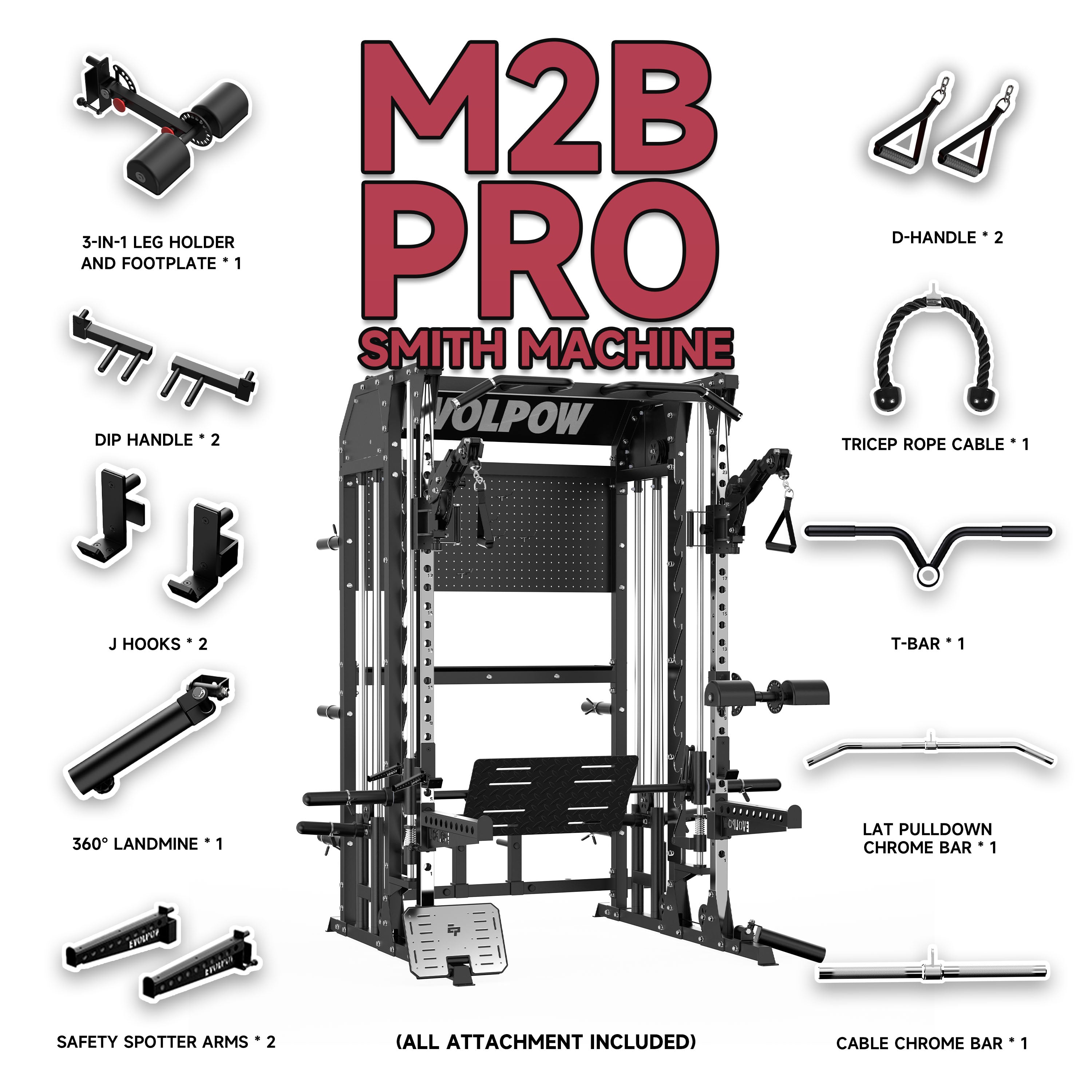 EVOLPOW M2B Pro Brute All-In-One Smith Machine Home Gym