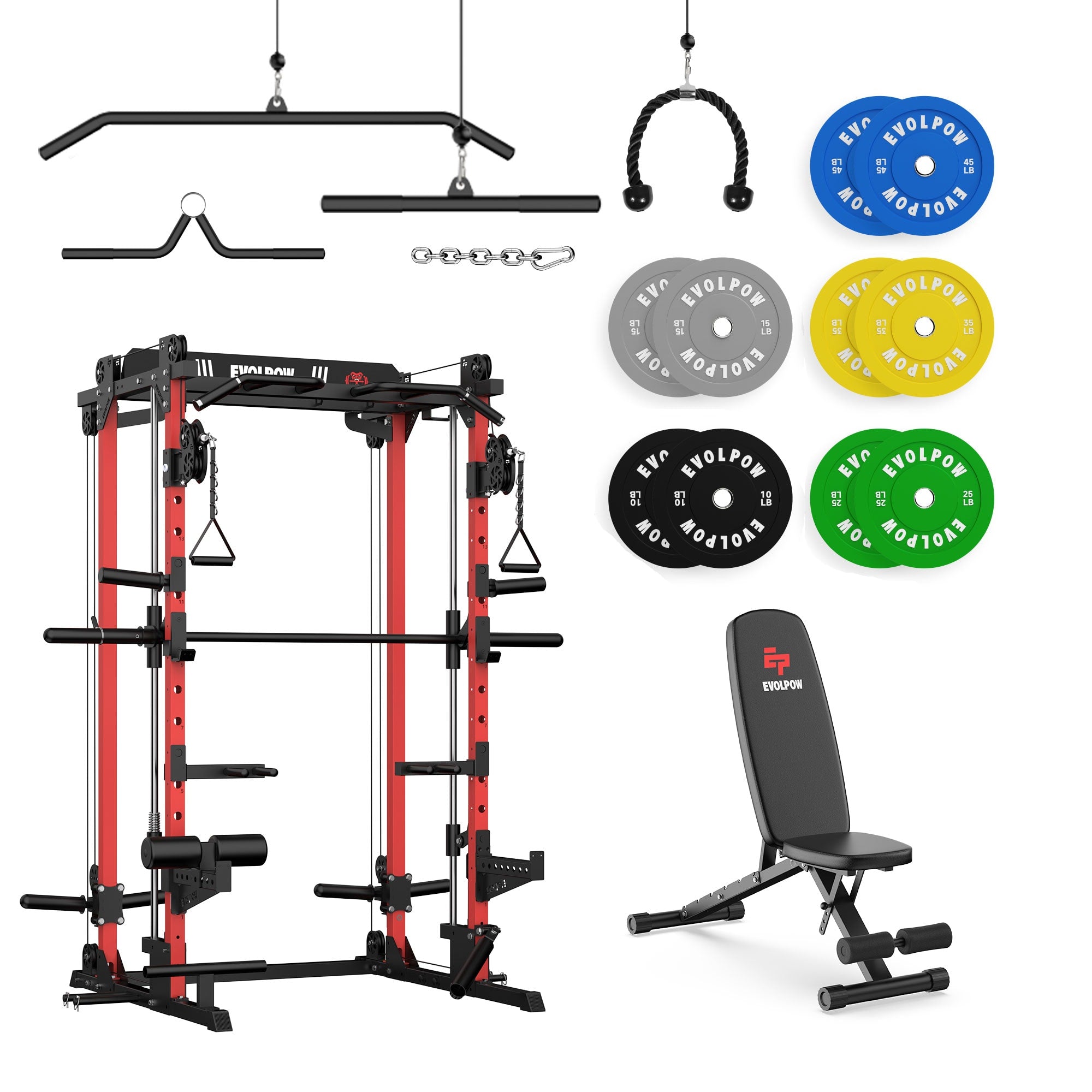 EVOLPOW M2D Brute All-in-One Smith Machine Home Gym Package (Dual Pulley Edition)