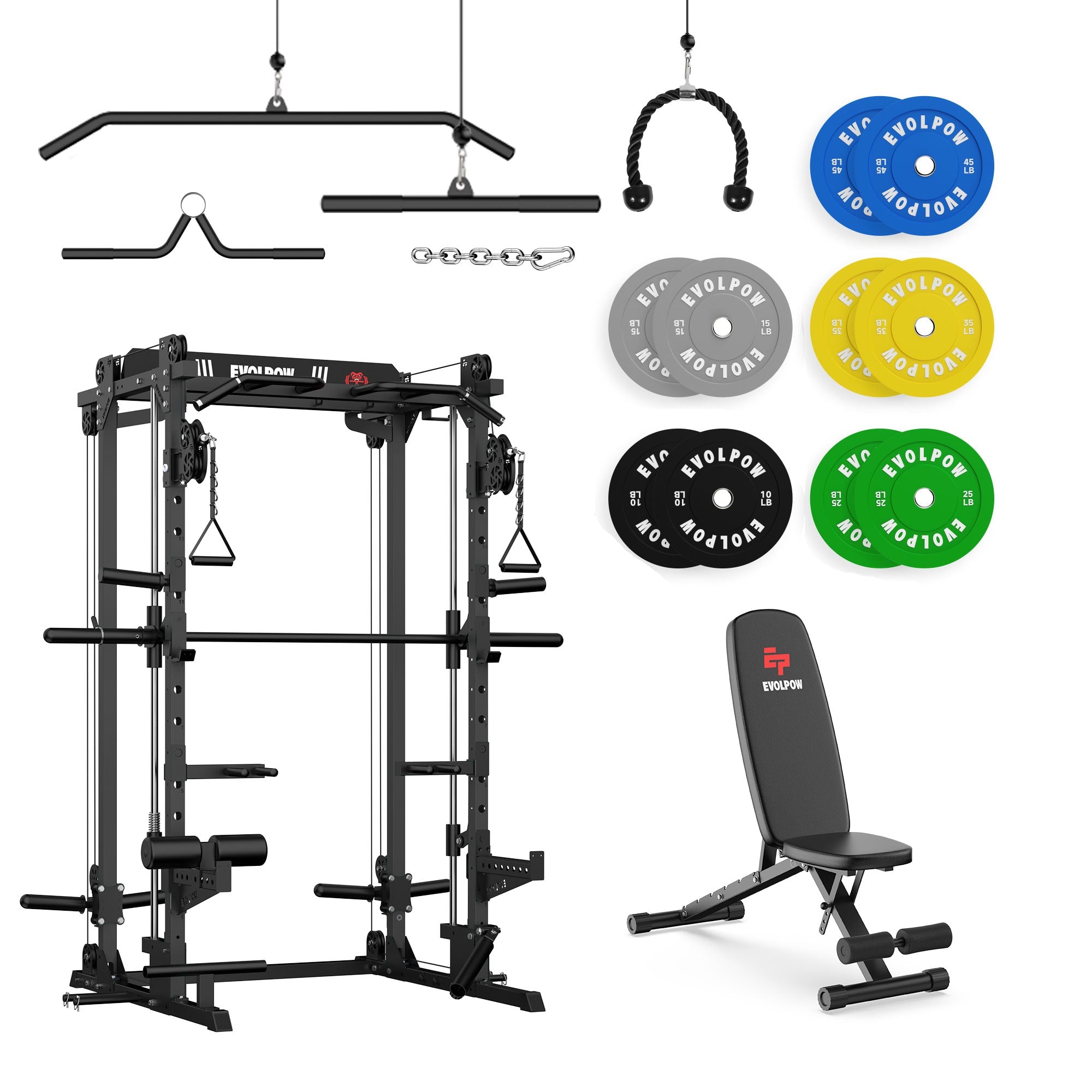 EVOLPOW M2D Brute All-in-One Smith Machine Home Gym Package (Dual Pulley Edition)