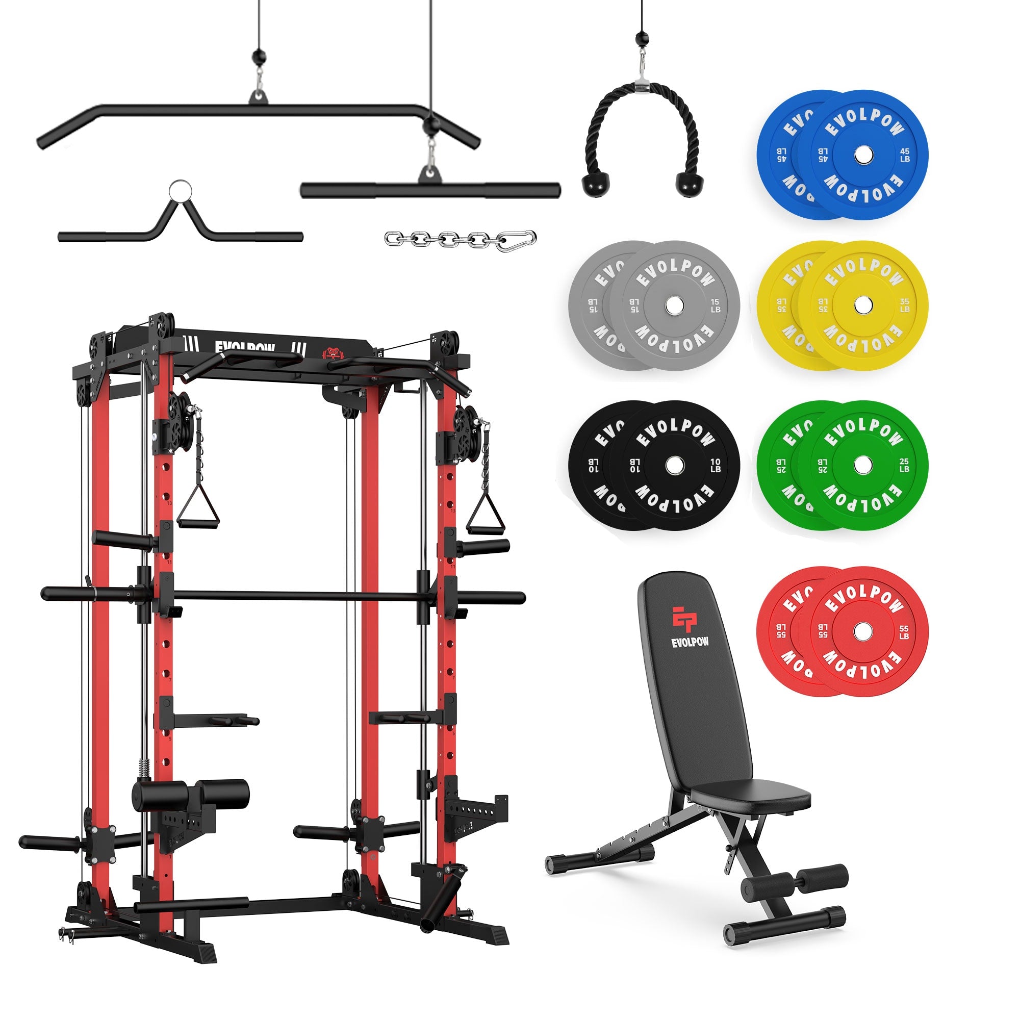 EVOLPOW M2D Brute All-in-One Smith Machine Home Gym Package (Dual Pulley Edition)