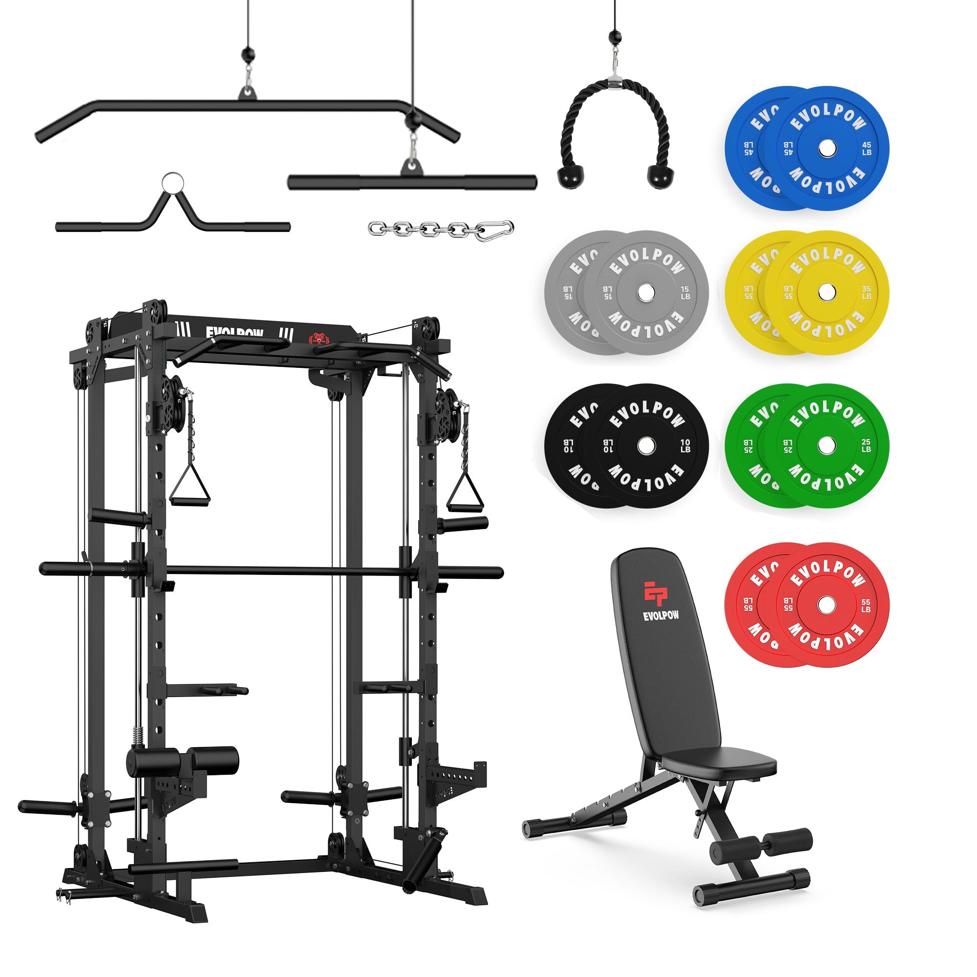 EVOLPOW M2D Brute All-in-One Smith Machine Home Gym Package (Dual Pulley Edition)