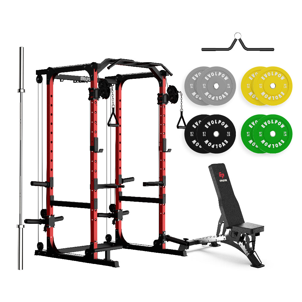 EVOLPOW P2A Brute All-in-One Power Rack Home Gym (Dual Pulley Edition) - For Beginner