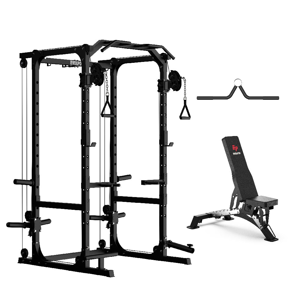 EVOLPOW P2A Brute All-in-One Power Rack Home Gym (Dual Pulley Edition) - For Beginner