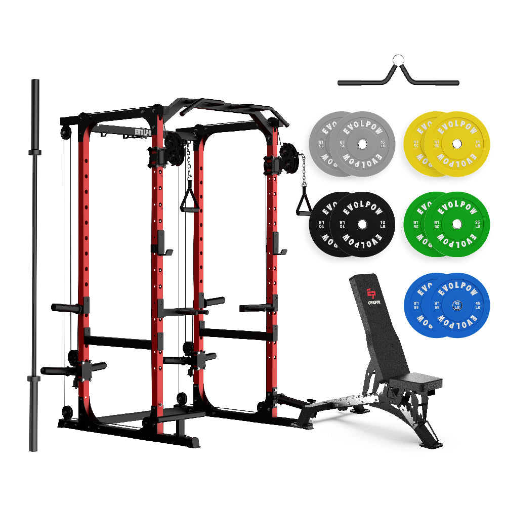 EVOLPOW P2A Brute All-in-One Power Rack Home Gym Package (Dual Pulley Edition)