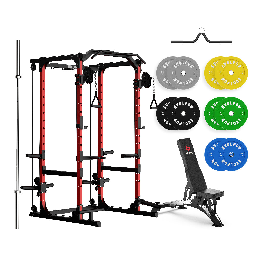 EVOLPOW P2A Brute All-in-One Power Rack Home Gym Package (Dual Pulley Edition)