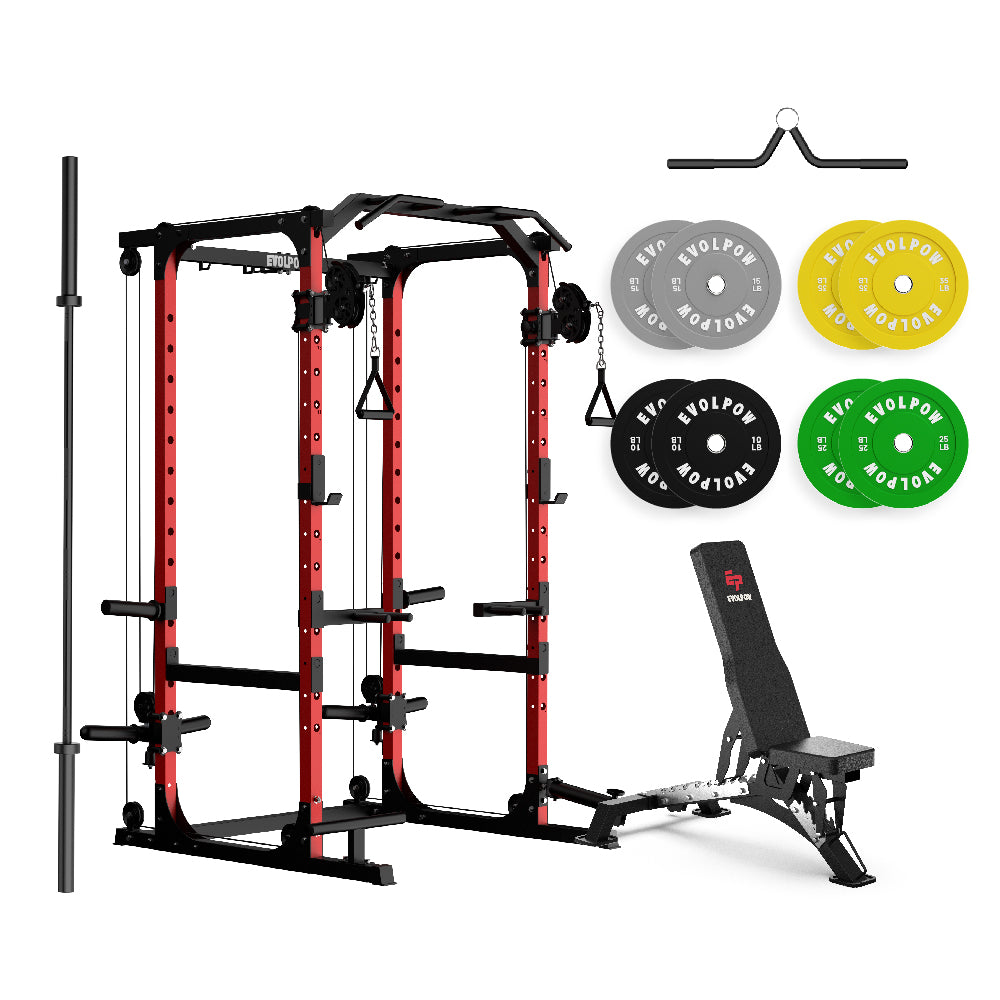 EVOLPOW P2A Brute All-in-One Power Rack Home Gym Package (Dual Pulley Edition)