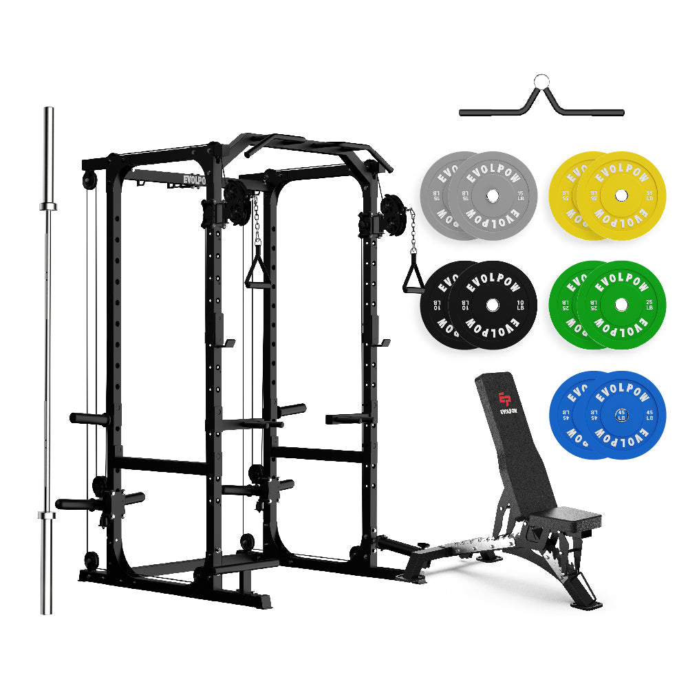 EVOLPOW P2A Brute All-in-One Power Rack Home Gym (Dual Pulley Edition) - For Beginner