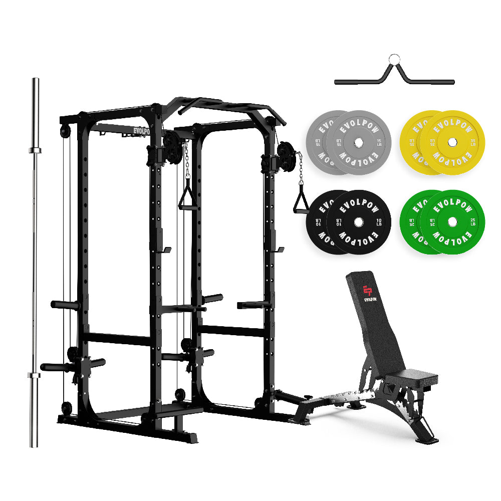 EVOLPOW P2A Brute All-in-One Power Rack Home Gym (Dual Pulley Edition) - For Beginner