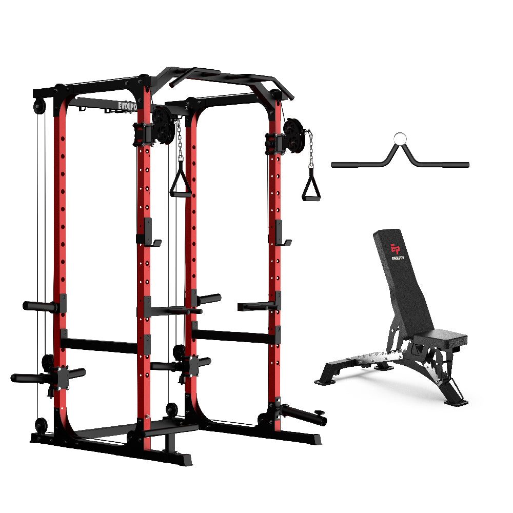 EVOLPOW P2A Brute All-in-One Power Rack Home Gym (Dual Pulley Edition) - For Beginner